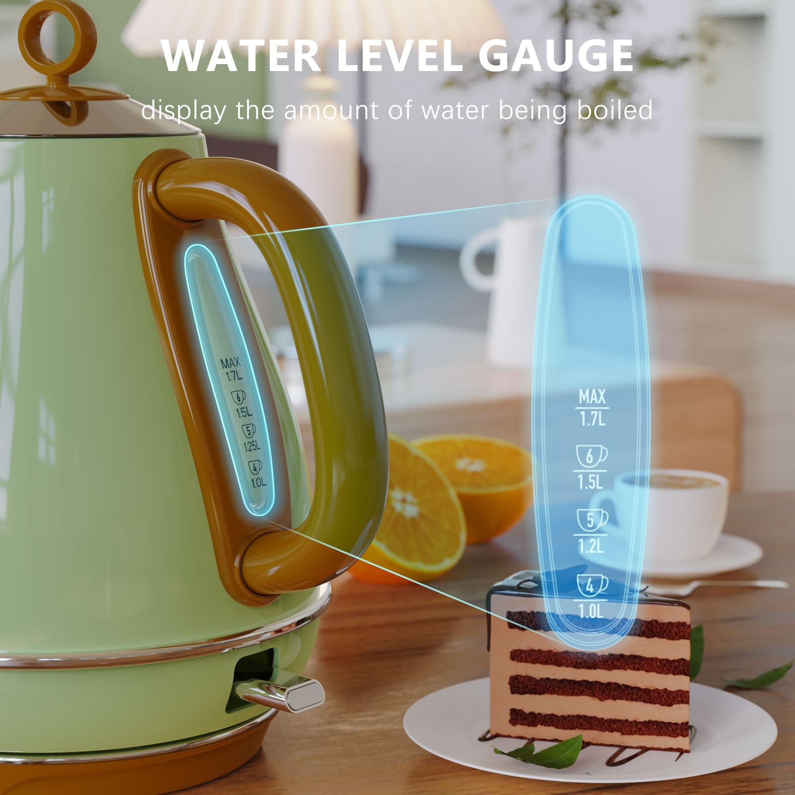 Evoloop 1.7L Electric Kettles, Bpa Free Tea Kettle, Hot Water Boiler Heater, Stainless Steel Teapot, Auto Shut-Off & Boil-Dry Pr