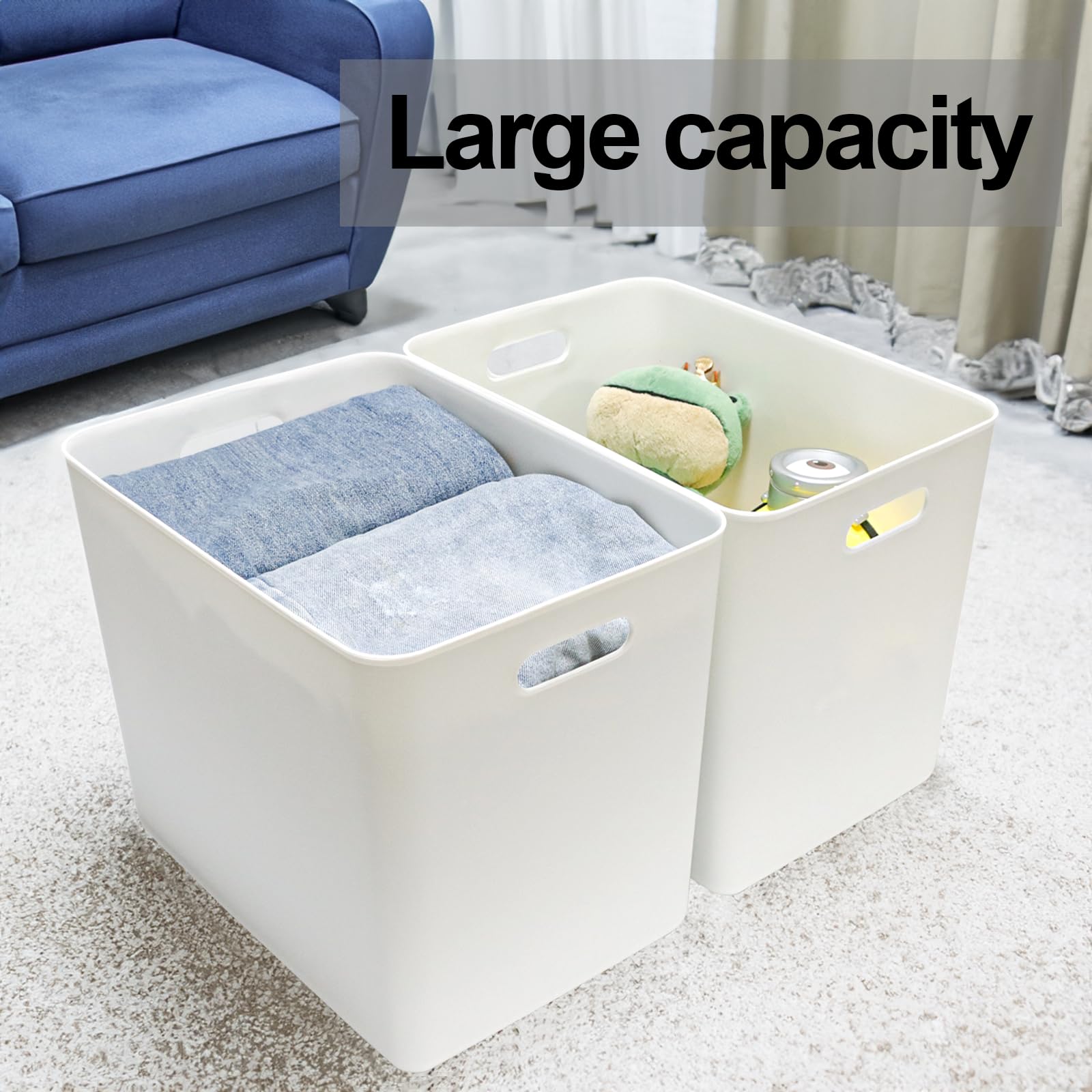 Zexalor 6 Pcs Storage Bins With Lids, Stackable Plastic Storage Containers For Organizing, Organizer Bins Shelf Baskets For Pant