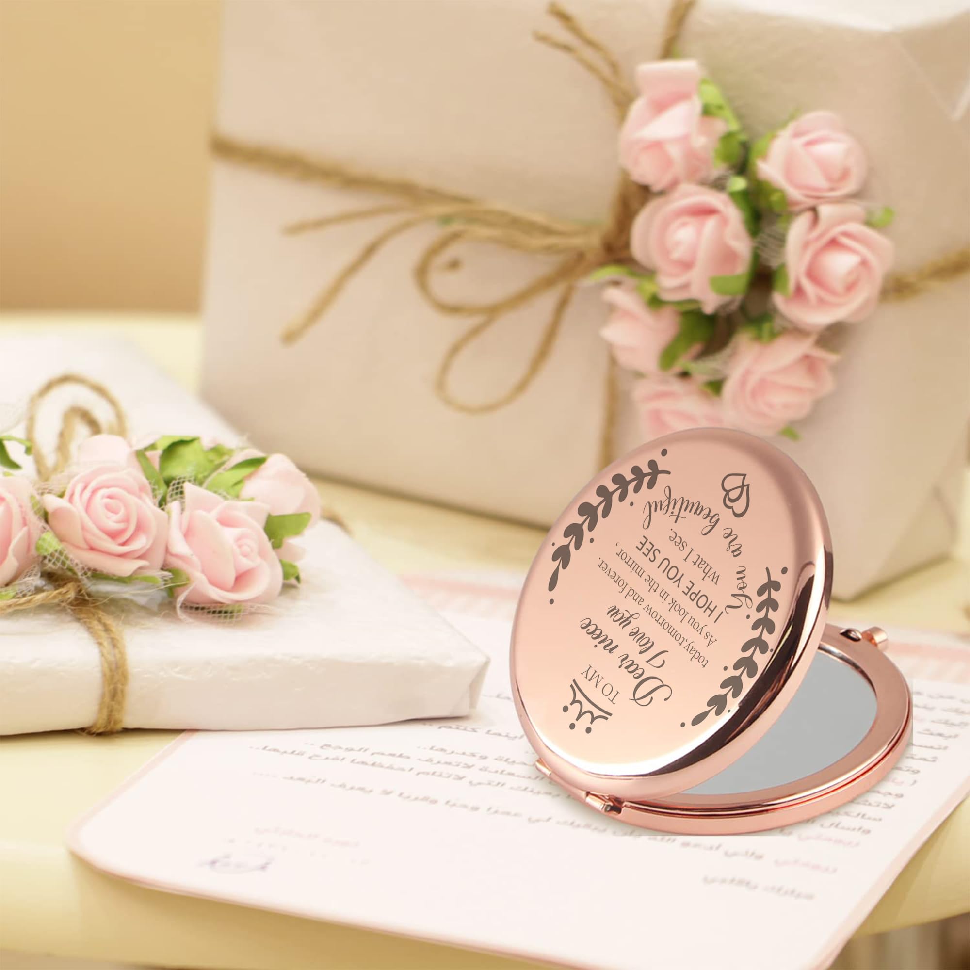 Soulpetals Niece Gifts Compact Mirror For Niece From Aunt To My Niece Makeup Mirror Birthday Gifts For Niece From Auntie Uncle G
