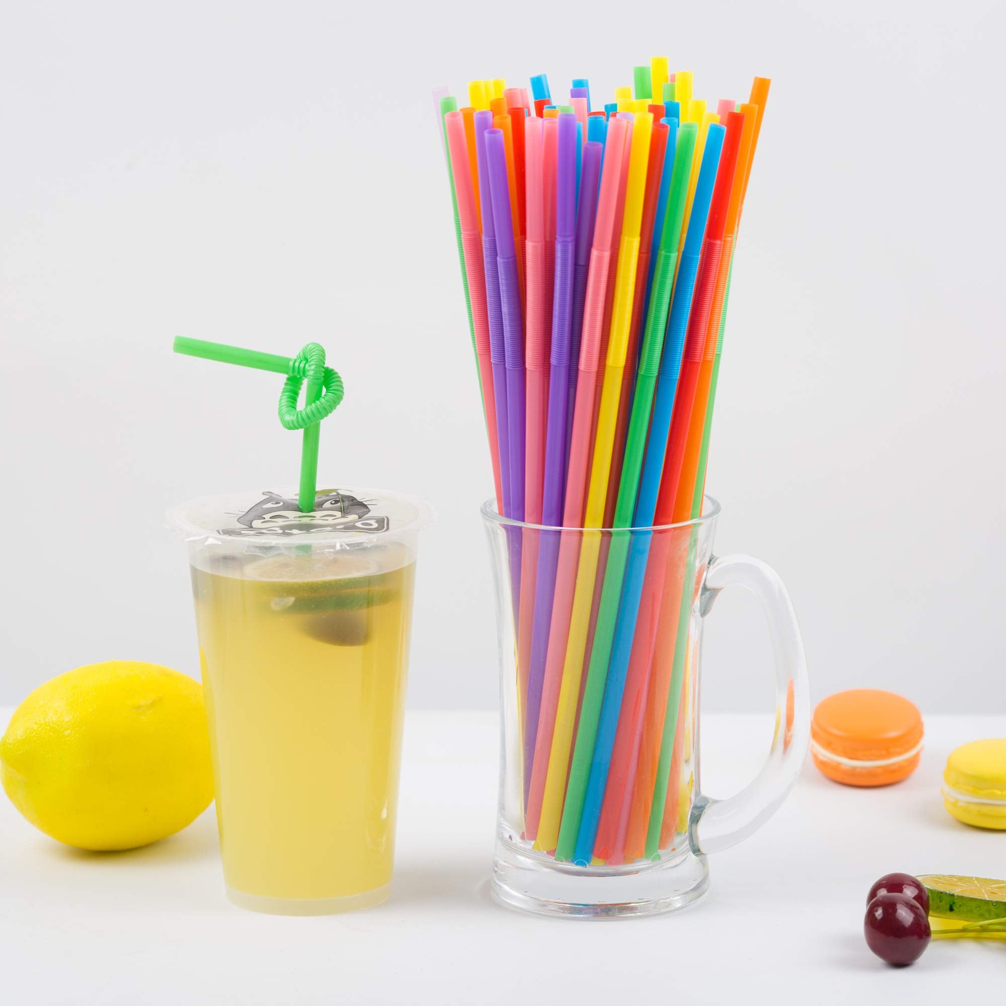 300 Pcs Colorful Flexible Plastic Straws, Bpa-Free Disposable Bendy Straws, 10.2'' Long And 0.23'' Diameter