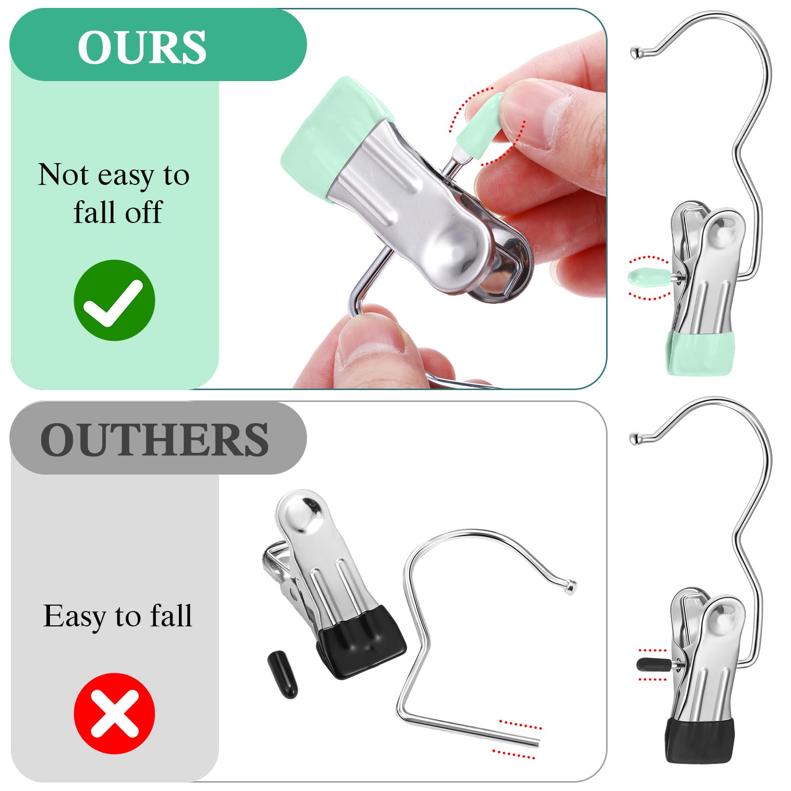 Yinder 150 Pcs Boot Hangers Clips Laundry Hooks Hanging Stainless Steel Clothes Pins Portable Clip Hangers For Closet Travel Soc