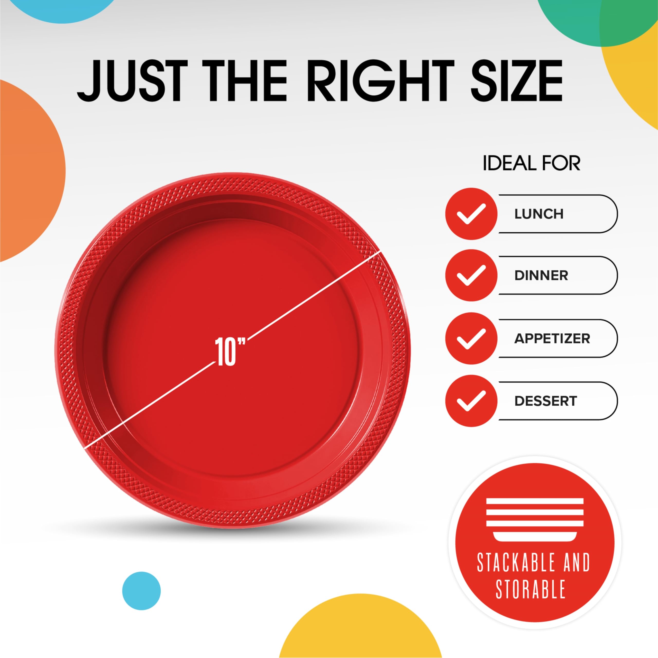 Exquisite Red Plastic Plates For Party 10 Red Disposable Plates For Party Supplies 100 Pcs Disposable Dinner Plate Heavy Duty