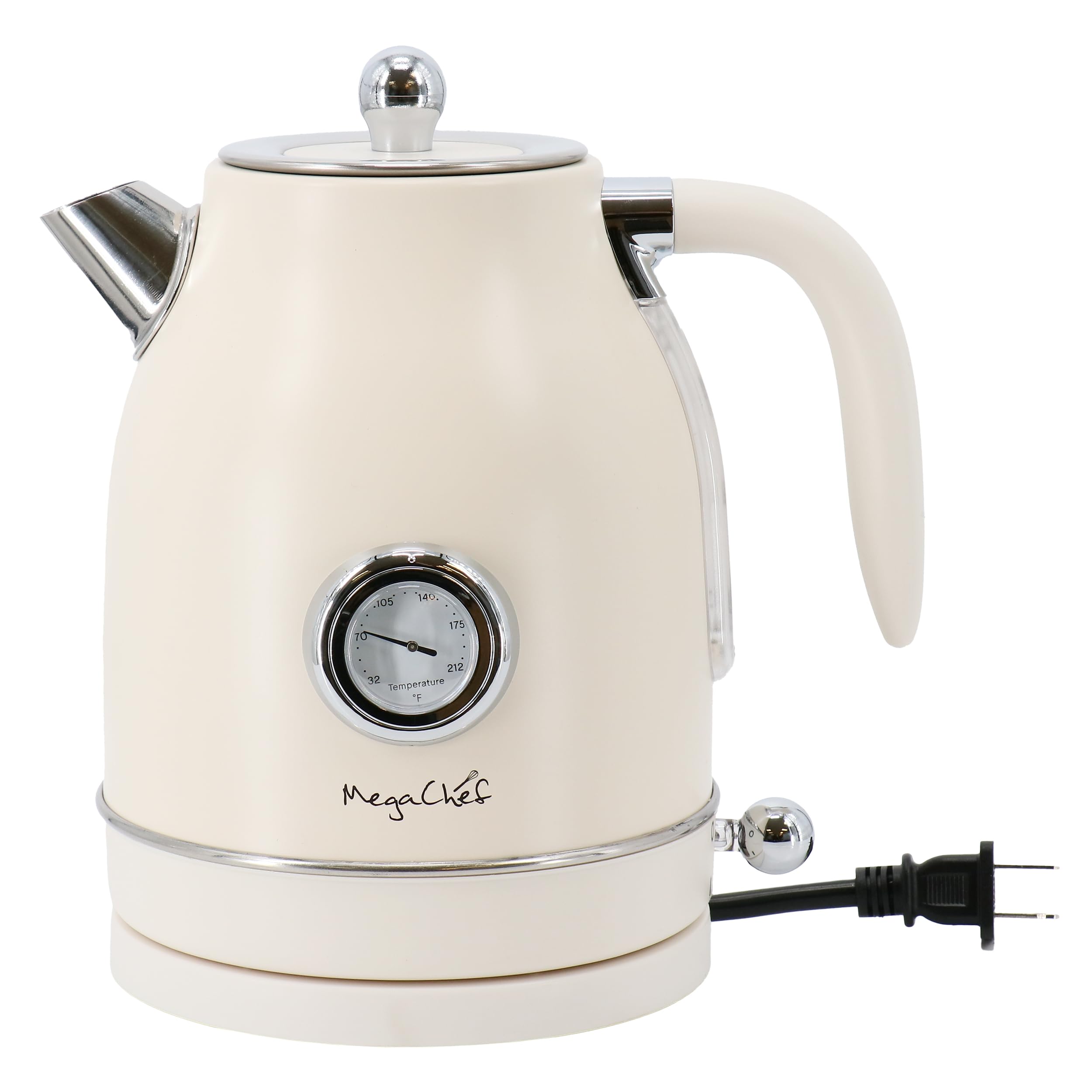 Megachef 1.7 Liter Electric Tea Kettle And 2 Slice Toaster Combo In Matte Cream (Cream)