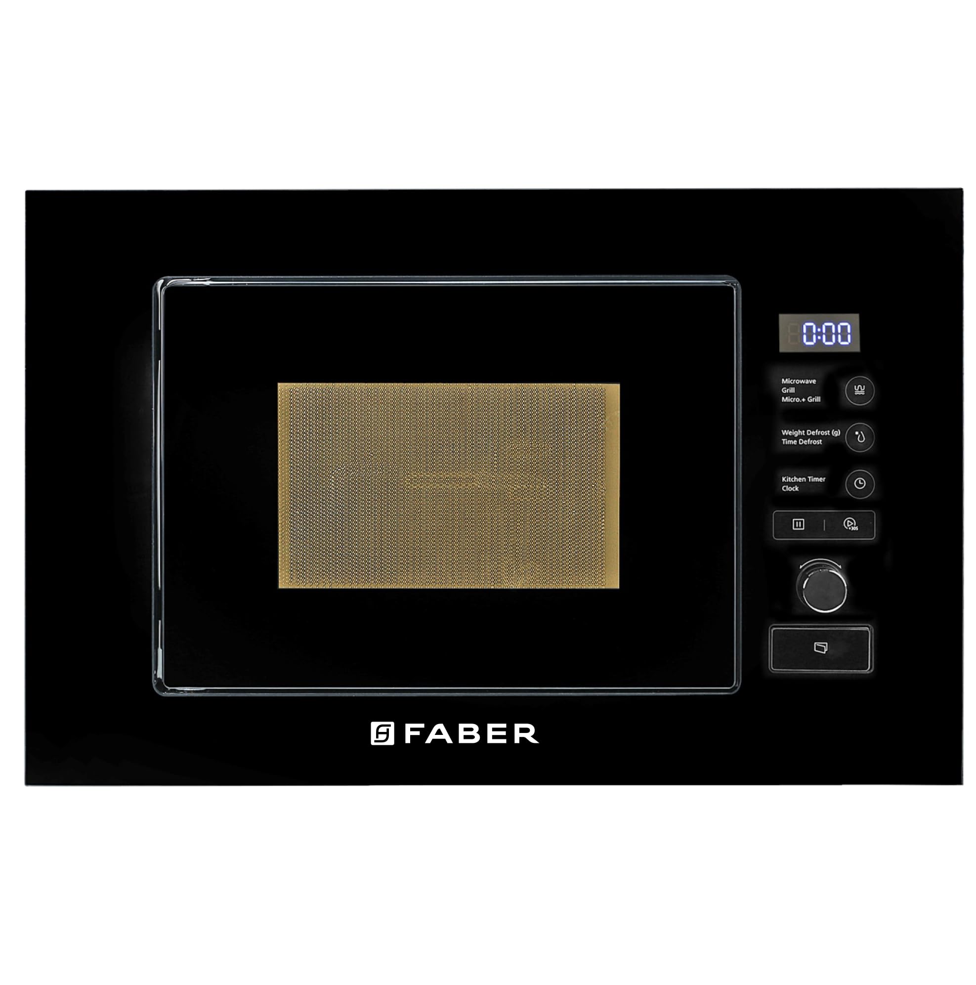 Faber 20L Built-In Oven Black Finish Microwave Oven With Touch Control,Auto Cook Menus & Auto Power Off Protection,Grill, Convec