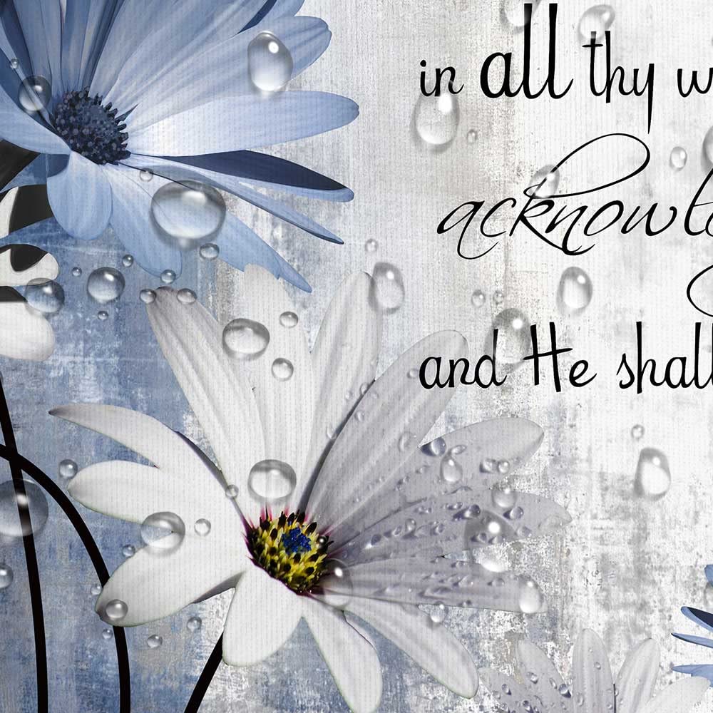 Rustic Farmhouse Blue Shower Curtain Bible Verse Inspirational Shower Curtain Country Farm Bright Navy Blue Daisy Flowers Butter