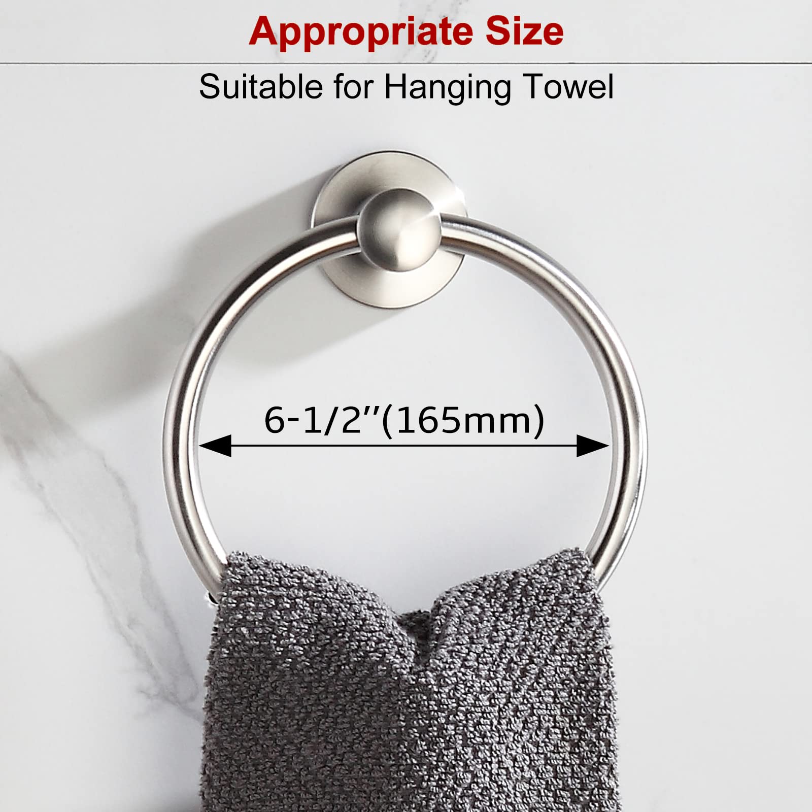 BGL Brushed Nickel Towel Ring Brushed Nickel Hand Towel Holder Stainless Steel Towel Ring for Bathroom 2 Pack