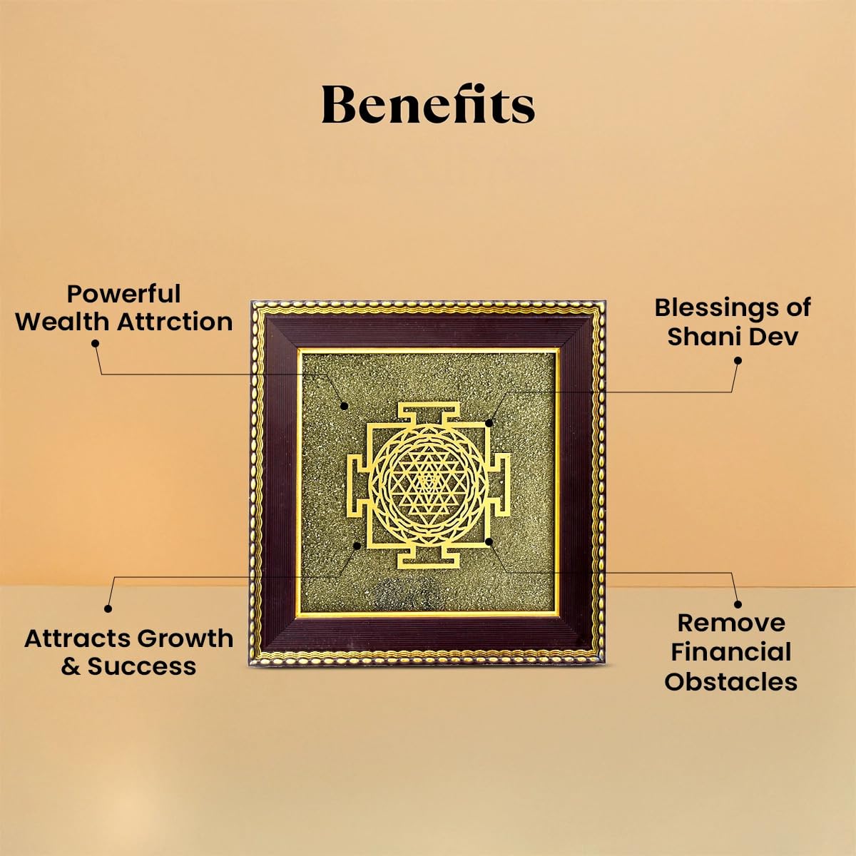 Astrotalk Shree Yantra on Raw Pyrite Frame | Pyrite Attracts Money, Shree Yantra Draws Abundance | Removes Financial Blocks & Boosts Prosperity | Vastu Items for Home & Office | 19x19x1 cm | 1 Piece