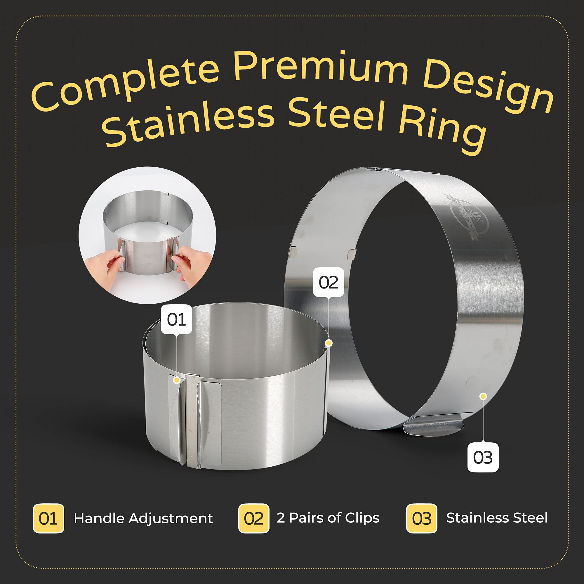Multipurpose Round Steel Ring, Adjustable Cake Mold Ring For Baking, Premium Quality Functional Baking Gifts, 1 Ring 6.25-12 Inc