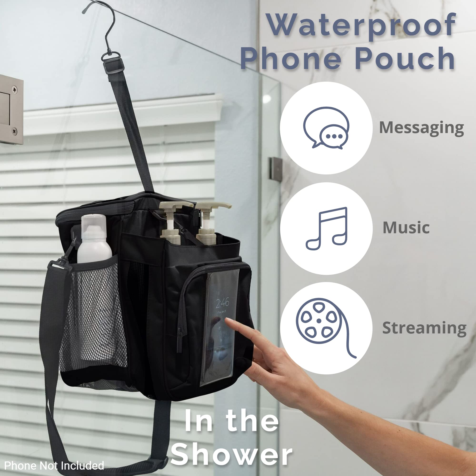 Terra Home Portable Xl Shower Caddy Bag - College Dorm Room Essentials For Men, Women, Students - Foldable, Water Resistant With
