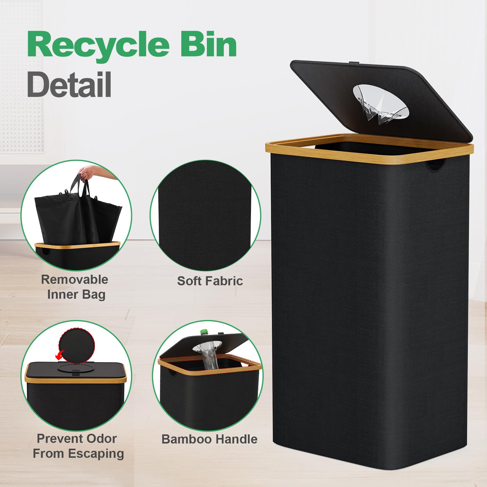 Hotoiq Recycling Bin For Kitchen 26 Gallon,Recycle Bin 100L With 2 Removeable And Reusable Inner Bag,Indoor Recycling Bin With L