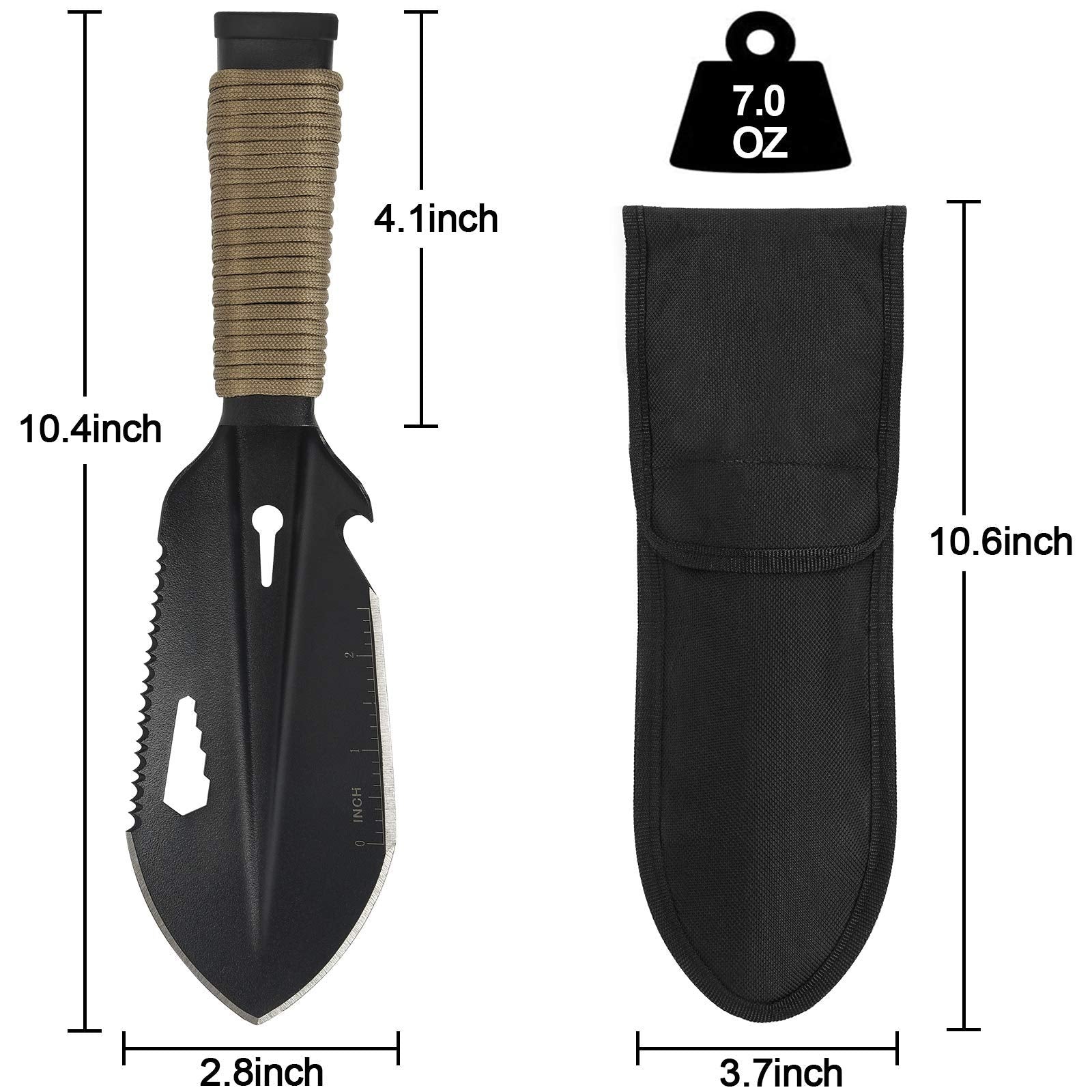 Backpacking Trowel Ultralight, Camping Shovel, Garden Trowel Hand Tool With Carrying Pouch For Hiking, Digging, Metal Detecting,