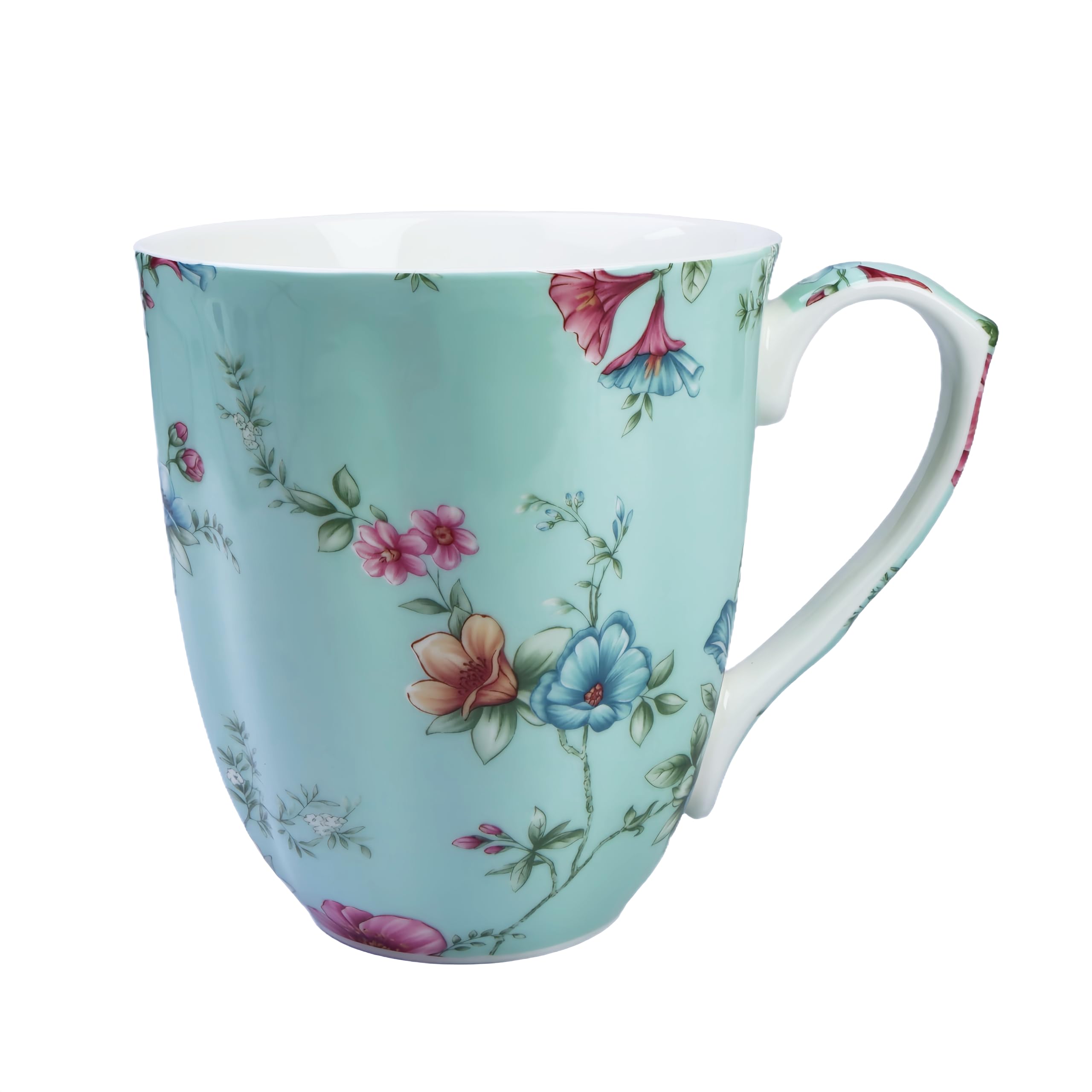 13oz Floral Bone China Mug for Tea and Coffee Lovers Daily Household Use