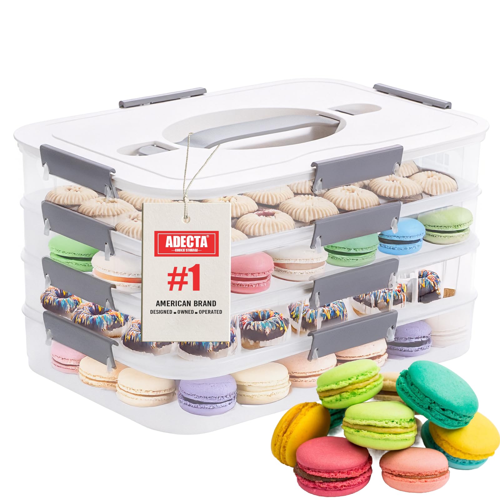 ADECTA Cookie Storage Containers with Lids, 4Layer Stackable Cookie Storage Containers | BpaFree Plastic, Microwave & Freezer 