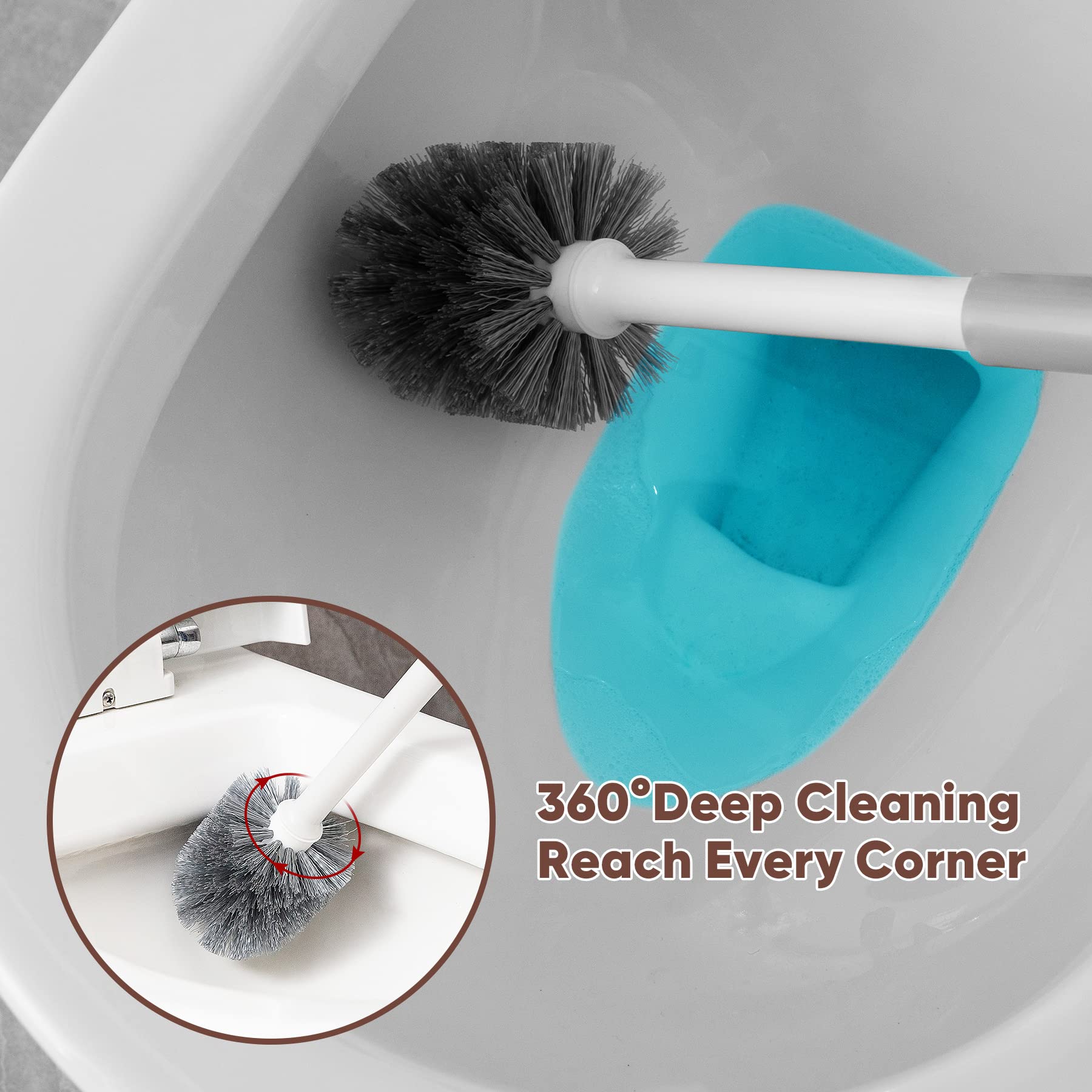 Eyliden Toilet Plunger And Brush, 2 In 1 Toilet Bowl Brush Plunger Set With Holder, Bathroom Cleaning Tools Combo With Caddy Sta
