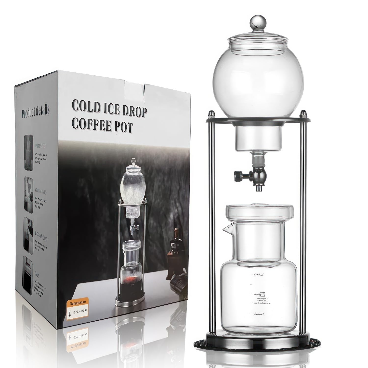 HANWUDI Cold Drip Coffee Maker - 20 oz Cold Brew Coffee Tower, Slow Drip Japanese Cold Brew Maker, Cold Brew Drip, Ice Coffee To