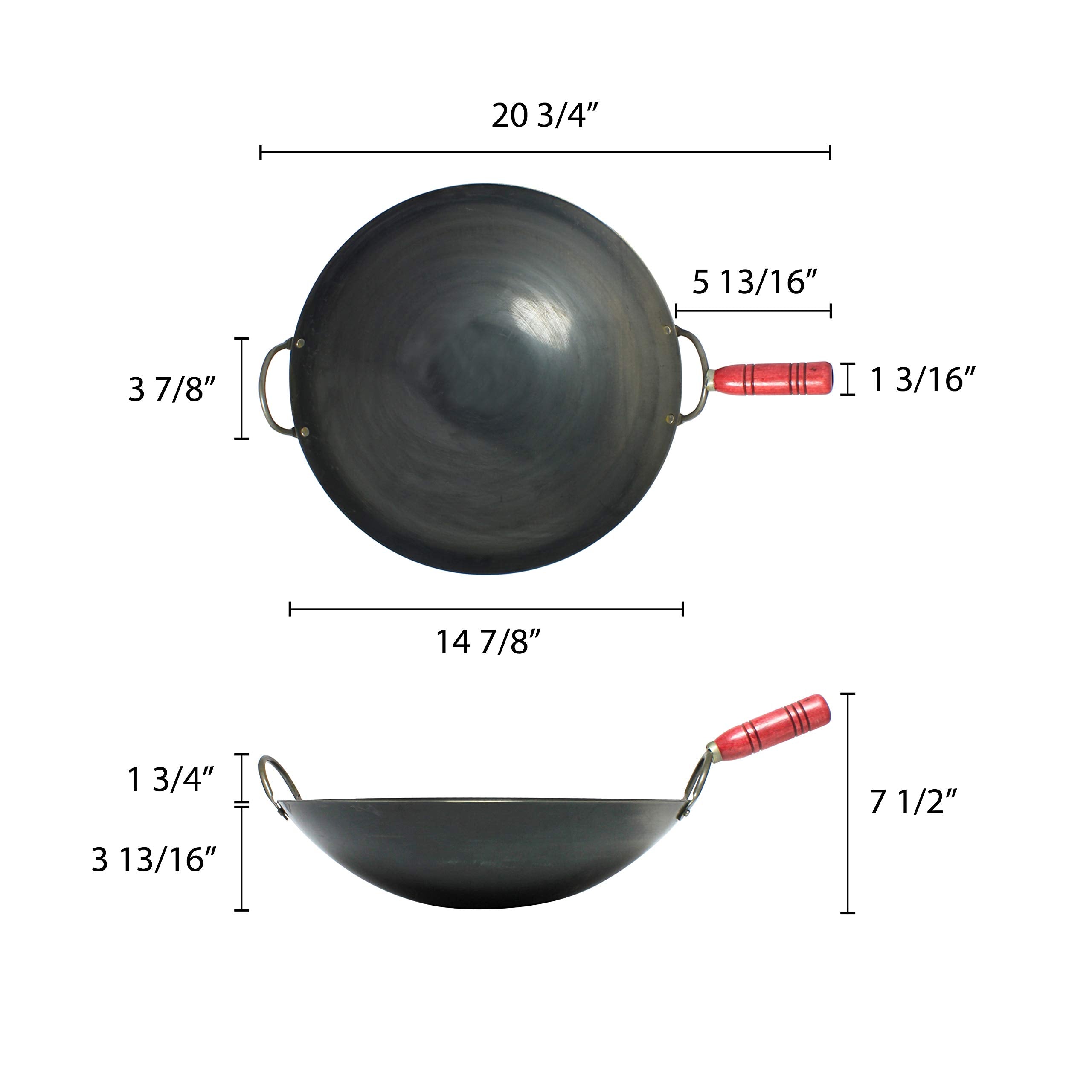 Thunder Group Iron Wok With Wood Handle, 14-Inch