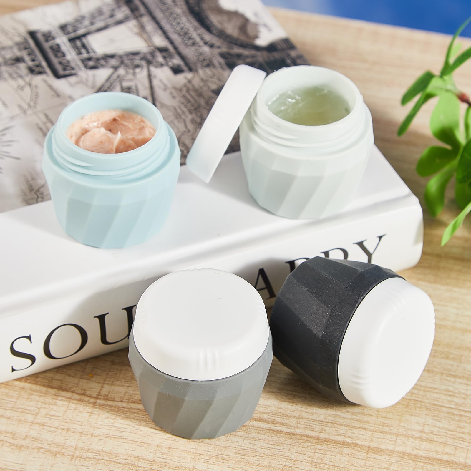 Silevoler Travel Containers For Toiletries, Premium Silicone Cosmetic Cream Jars, 1Oz Tsa Approved Leak-Proof Refillable Travel