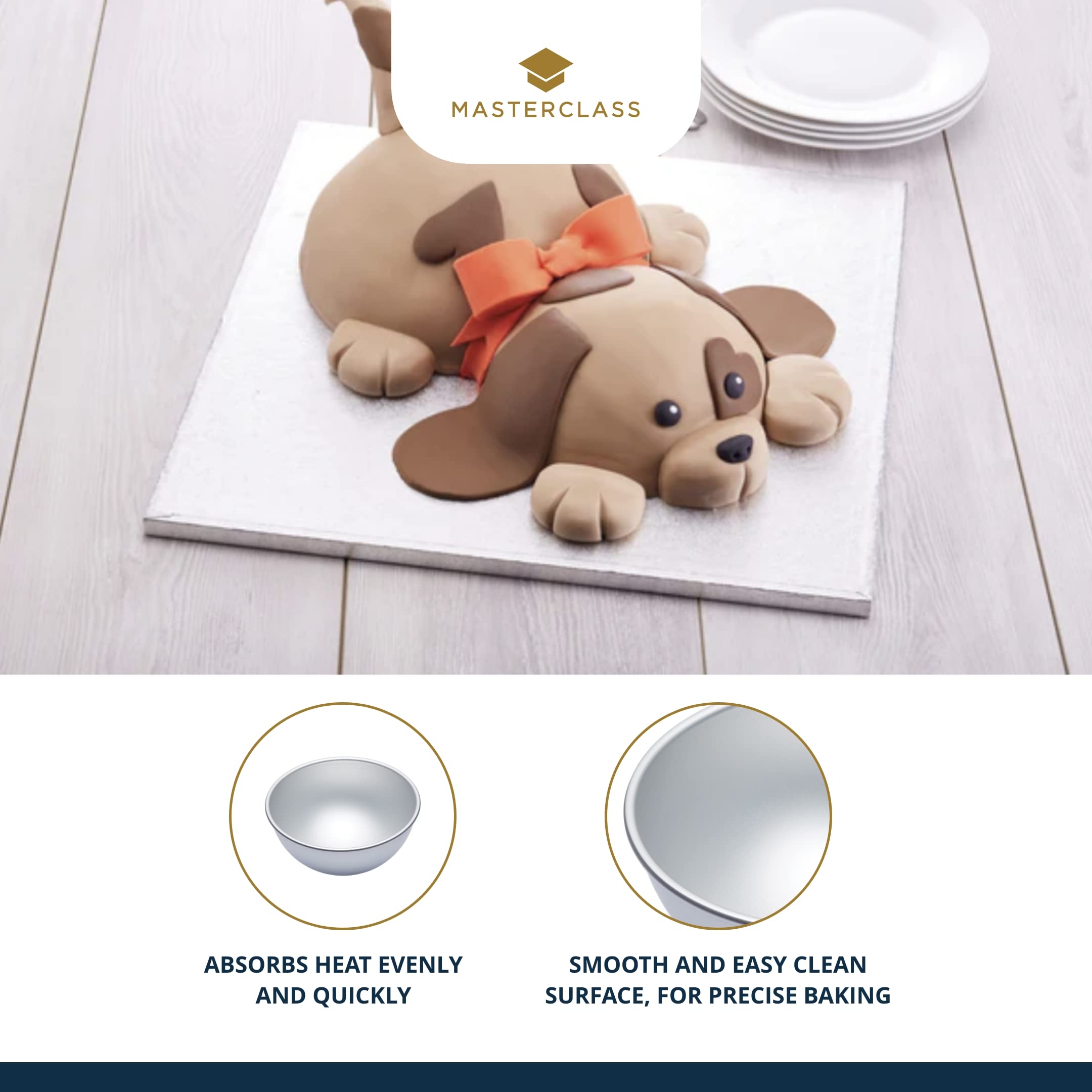 Masterclass Mcsa20 15.5 Cm Hemisphere Cake Tin, Silver Anodised Aluminium, 6 Inch