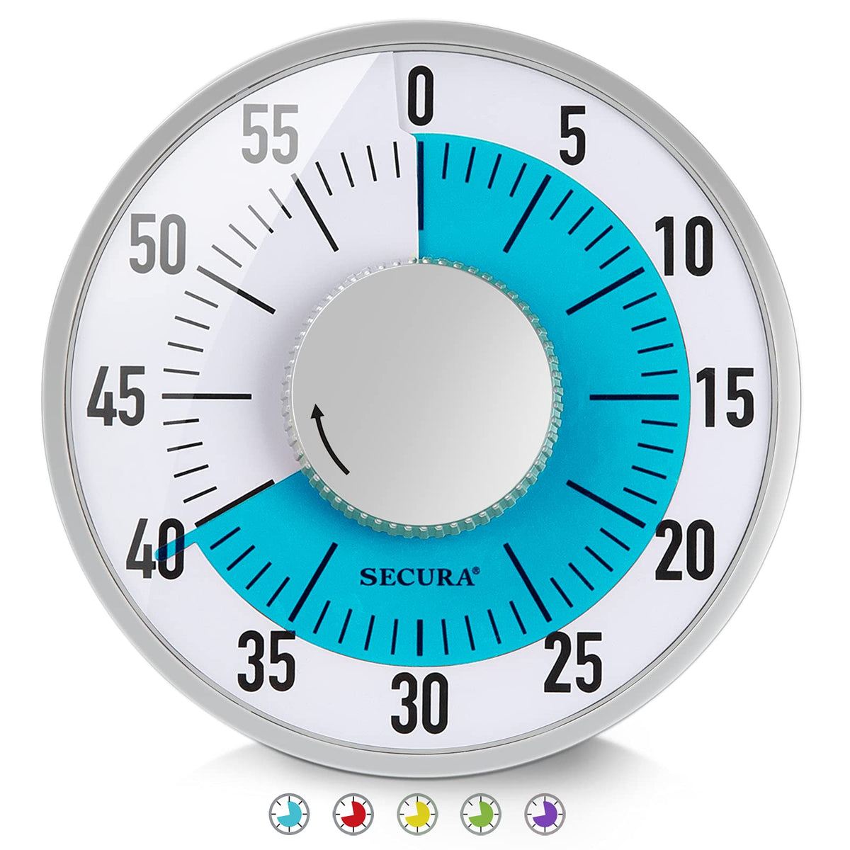 Secura 60-Minute Visual Timer 6-Inch Mechanical Countdown Timers For T ...