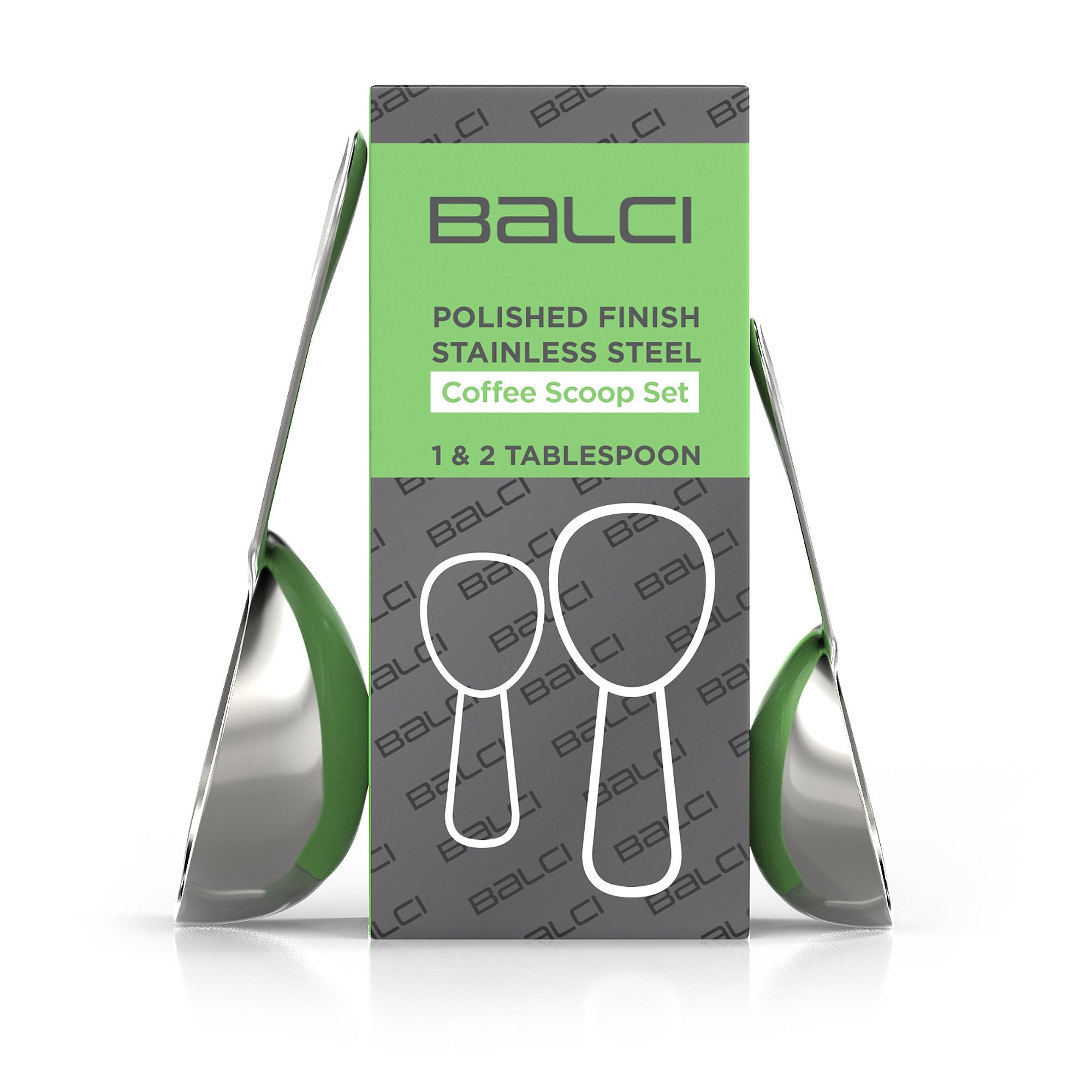 Balci - Stainless Steel Coffee Scoop Set (1&2 Tablespoon, 15Ml And 30Ml) Exact Measuring Spoons For Coffee, Tea, Sugar, Flour An