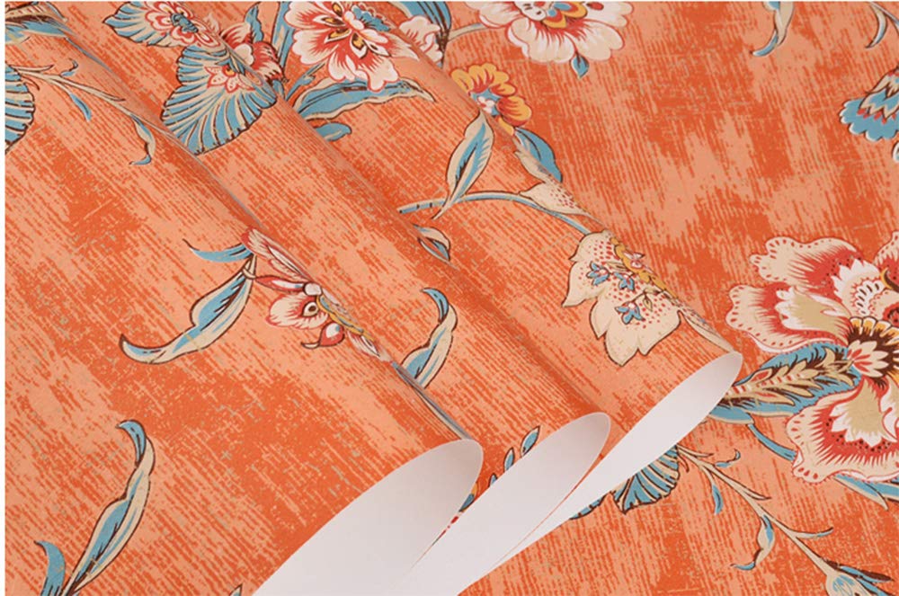 Taogift Peel And Stick Vintage Floral Wallpaper Self Adhesive Non-Woven Flower Contact Paper Kitchen Bathroom Backsplash Wall Pa
