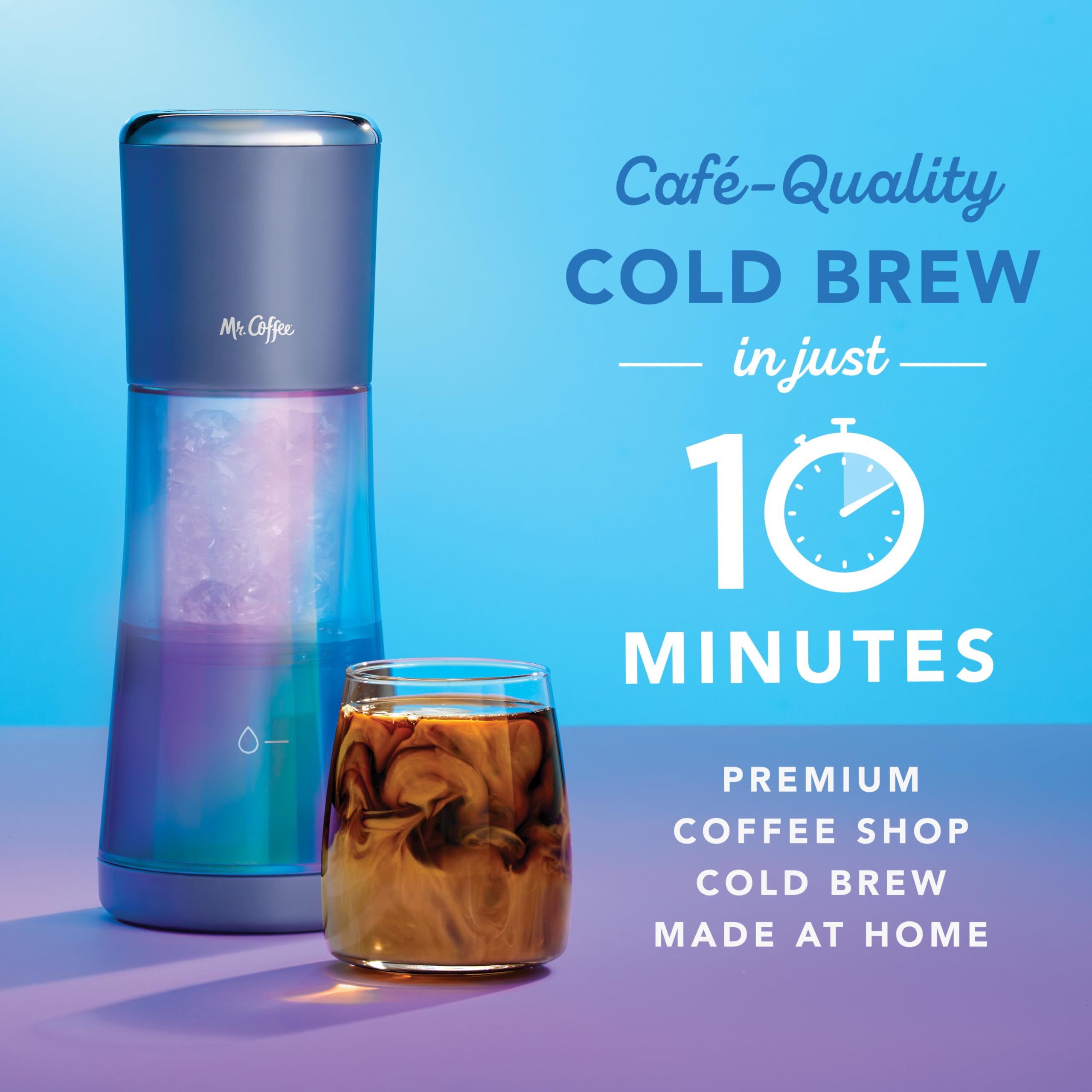 Mr. Coffee Express Cold Brew Coffee Maker, 10-Minute Cold Brew Coffee Machine, Indigo