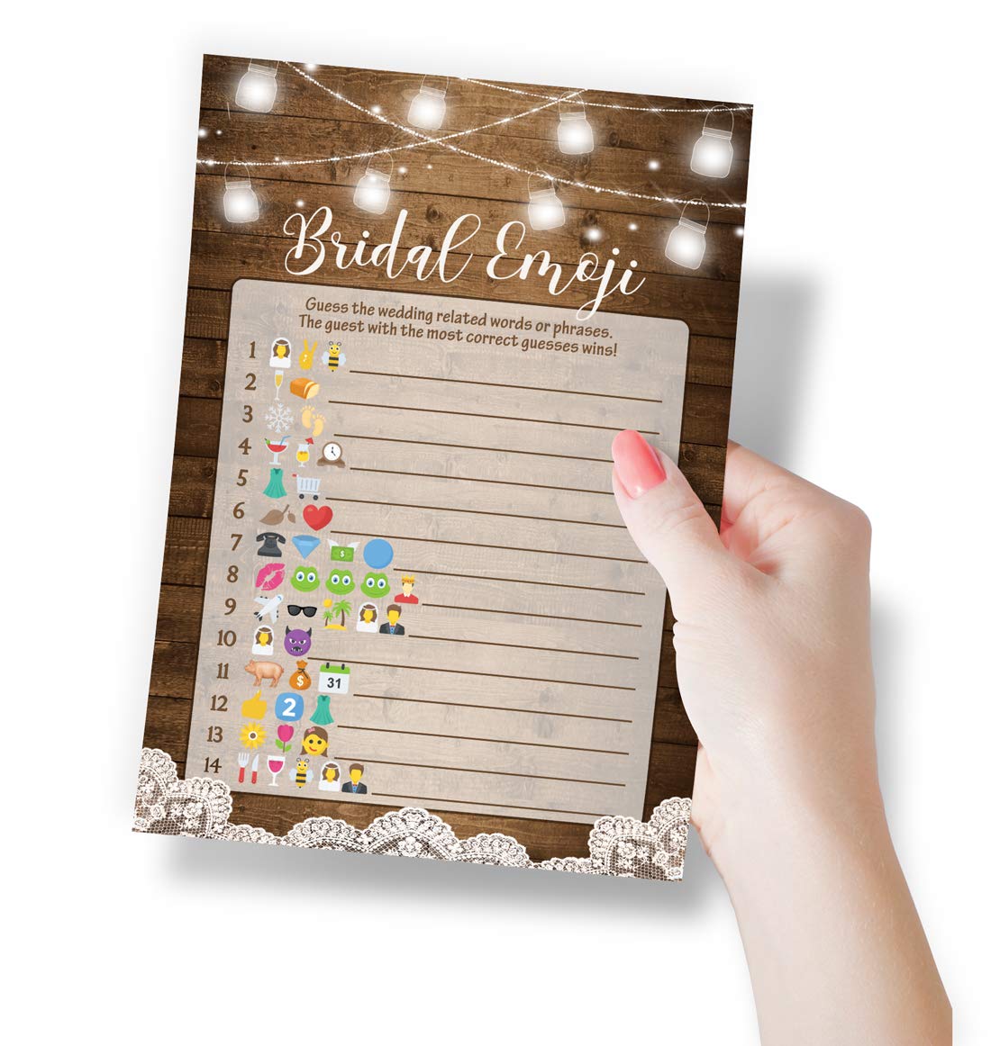 Printed Party Rustic Bridal Shower Kit, 5 Games And Activities, 250 Cards