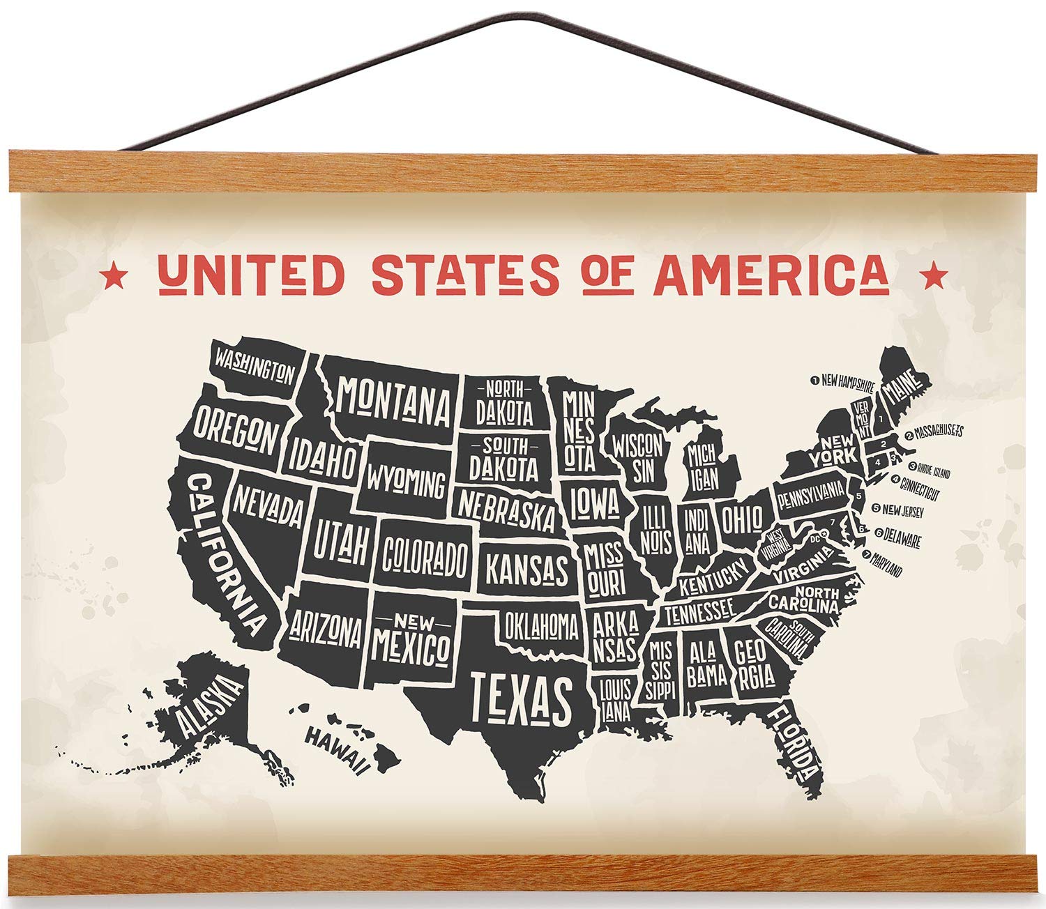 Magnetic Poster Frame Hanger, Natural Teak, 22X34 22X28 Poster Hanger For Photos, Pictures, Prints, Maps, Scrolls And Canvas Art