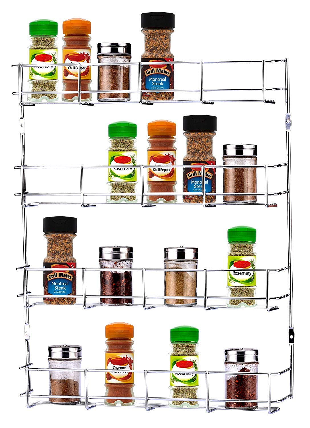 Indian Decor 31088 Classic Space Saving Spice Rack, Kitchen Organizer 4 Tier Spice Herbs Rack  Suitable For Wall Mount Or Insid