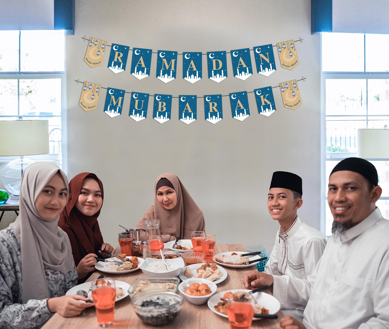 Oleek Ramadan Decorations For Home 2025 Set ( Ramadan Wreath -2 Ramadan Banner - 18 Ramadan Balloons ) Ramadan Decor - Ramadan G