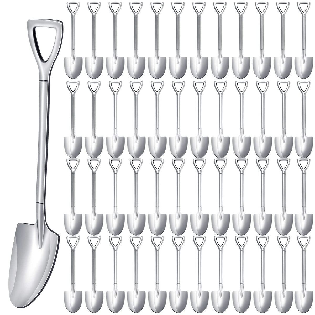 Zhehao 100 Pcs Shovel Spoons 6.1 Inch Stainless Steel Spoon Reusable Dessert Spoon For Ice Cream Fruit Coffee Home Restaurant Ki