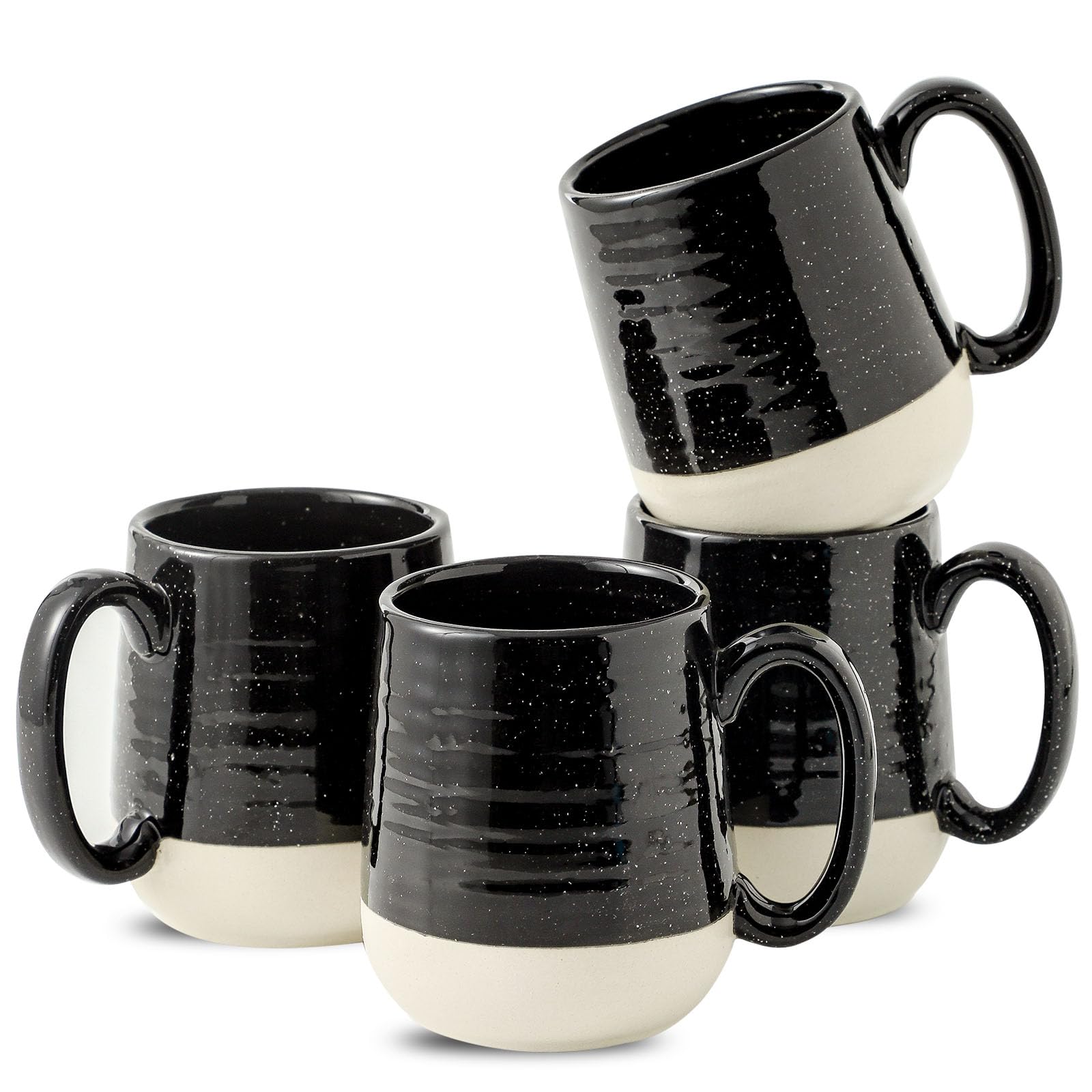 Hasense Ceramic Coffee Mugs Set, 15 oz Large Coffee Cups Set of 4, Tea Cups with Handle for Men and Women, Latte Mugs for Coffee