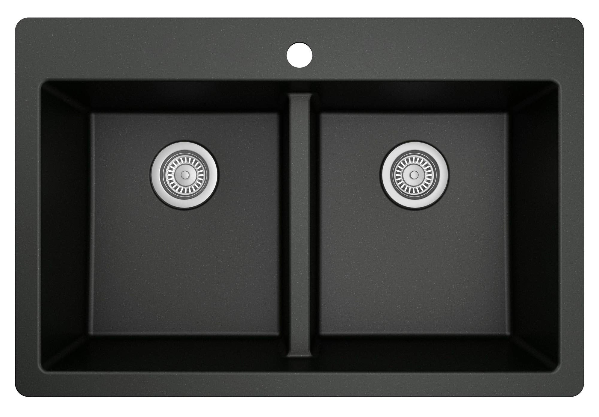 Karran Qt-810 33'' Top Mount Double Equal Bowl Quartz Kitchen Sink In Black