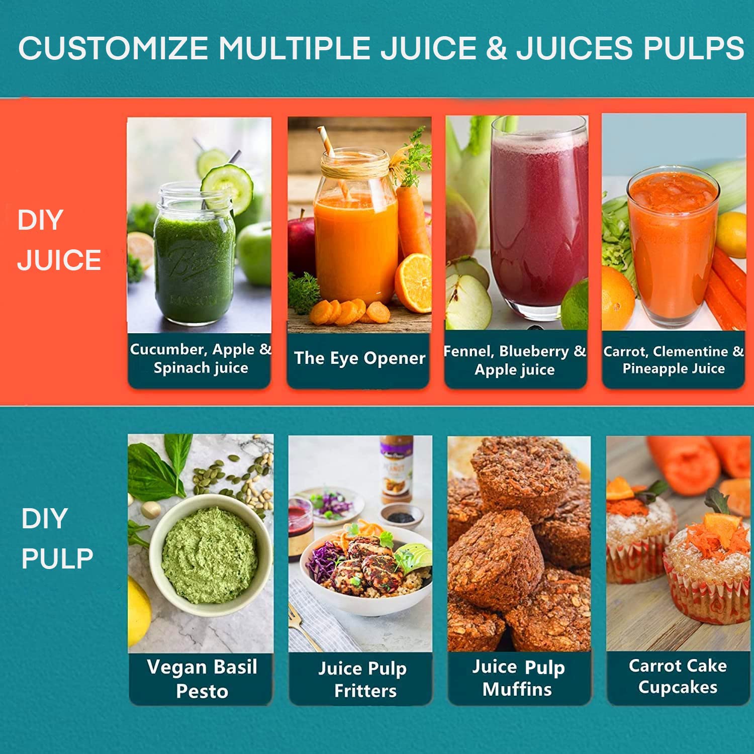 Juicer Machines, Juilist 3'' Wide Mouth Juicer Extractor Max Power 800W, For Vegetable And Fruit With 3-Speed Setting, 400W Moto