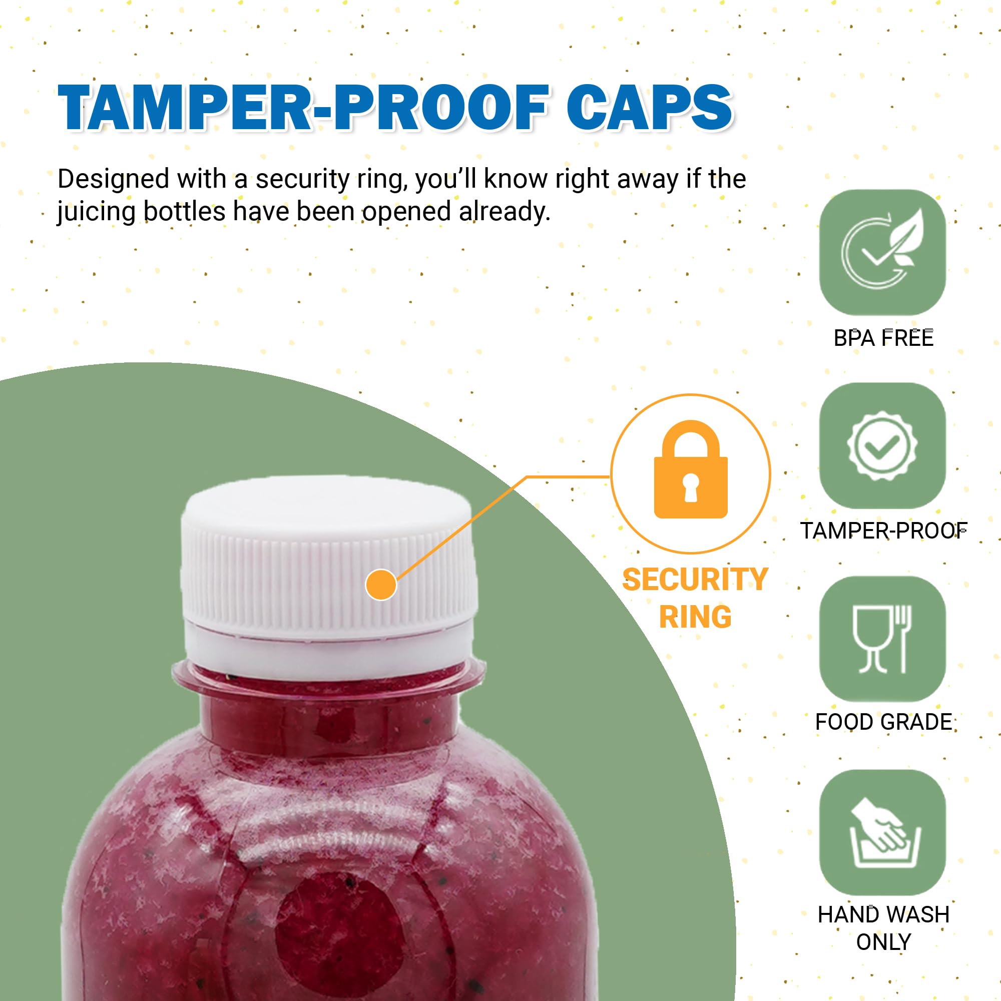 Holotap 16 OZ Empty Plastic Juice Bottles Pack of 30 Clear Disposable Bulk Drink Bottles with White Tamper Evident Caps Lids (16 OZ  White)