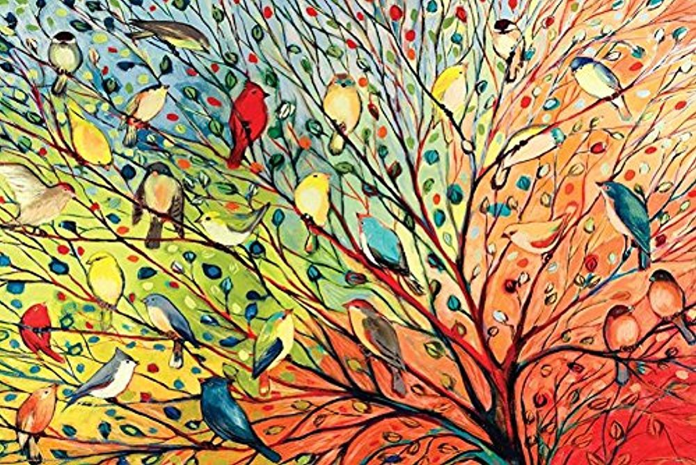 Buyartforless Tree Birds By Jennifer Lommers 36X24 Colorful Art Print Posters