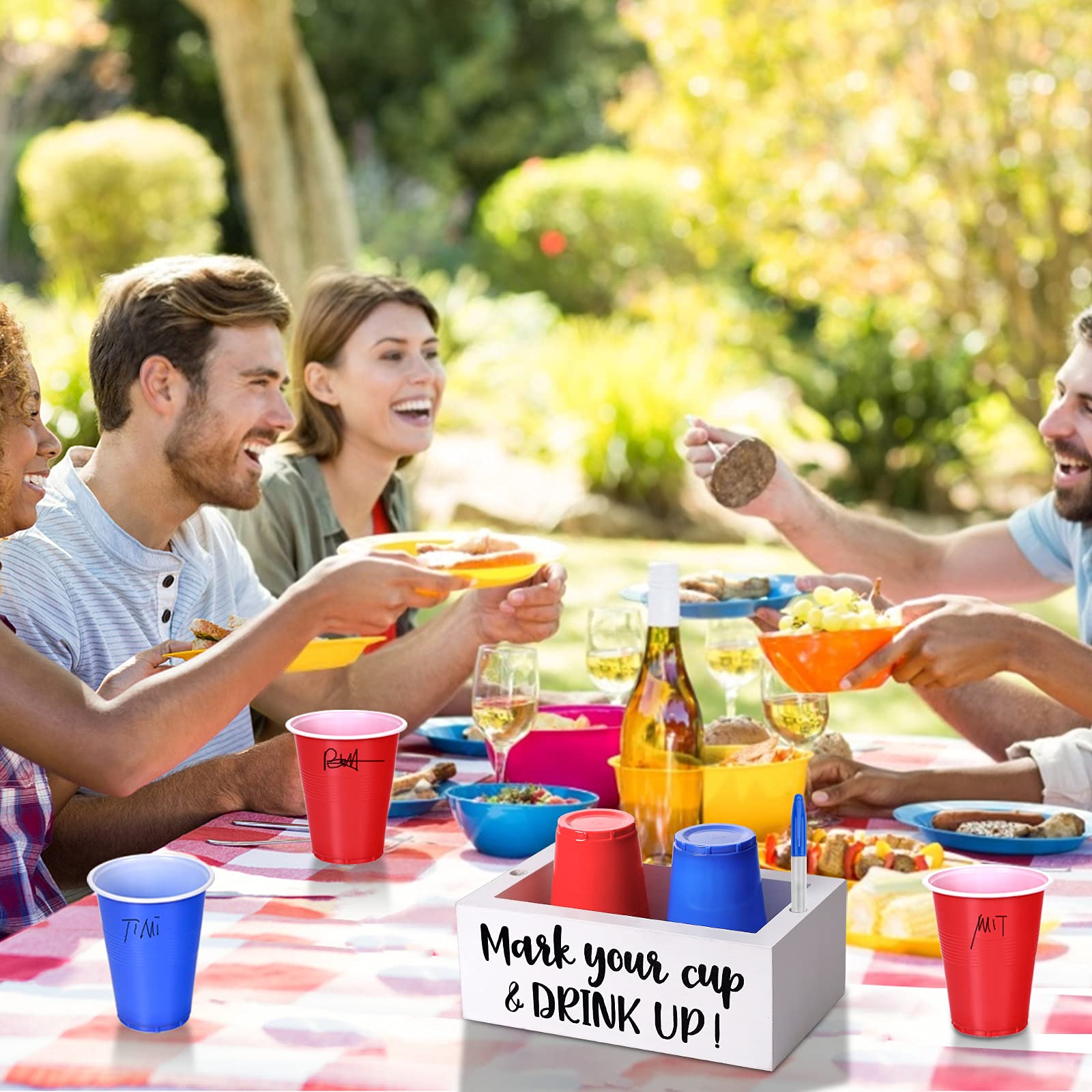 Double Single Cup Holder With Marker Slot Mark Your Cup And Drink Up Cup Holder Party Cup Organizer Drink Dispensers For Parties