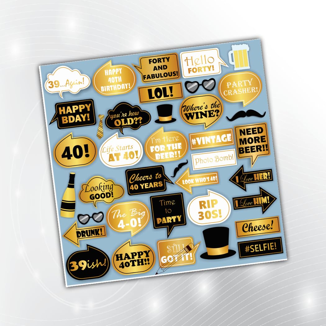 PartyStuff Birthday Theme Props  40th Birthday Props (29 Cards)