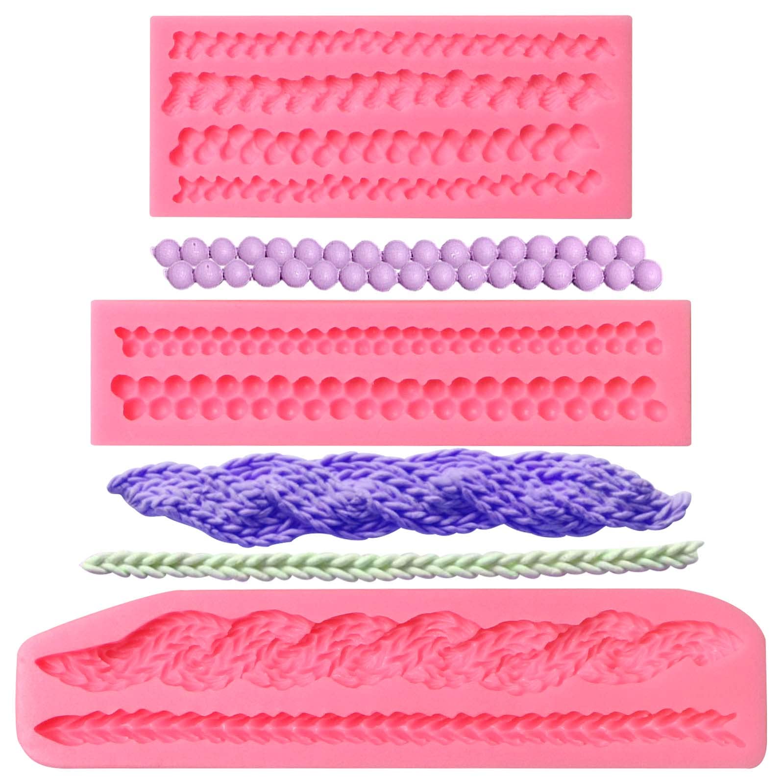 Muyulin Knitting Silicone Mold, 3 Packs Weave Knit Patterns Rope Fondant Mold For Chocolate Sugarcraft Knitter Wedding Cake Deco