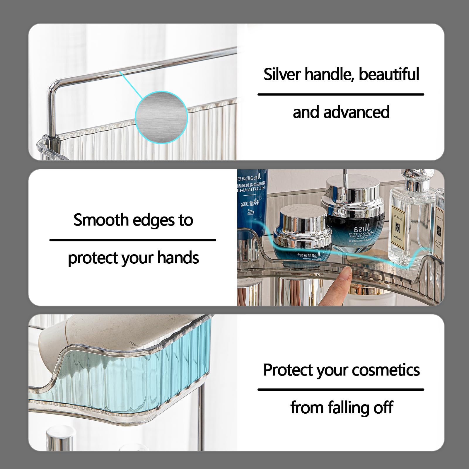 Shuang Qing 2-Tier Corner Bathroom Counter Organizer, Bathroom Countertop Perfume Tray And Vanity Organizer, Makeup Cosmetic Sto