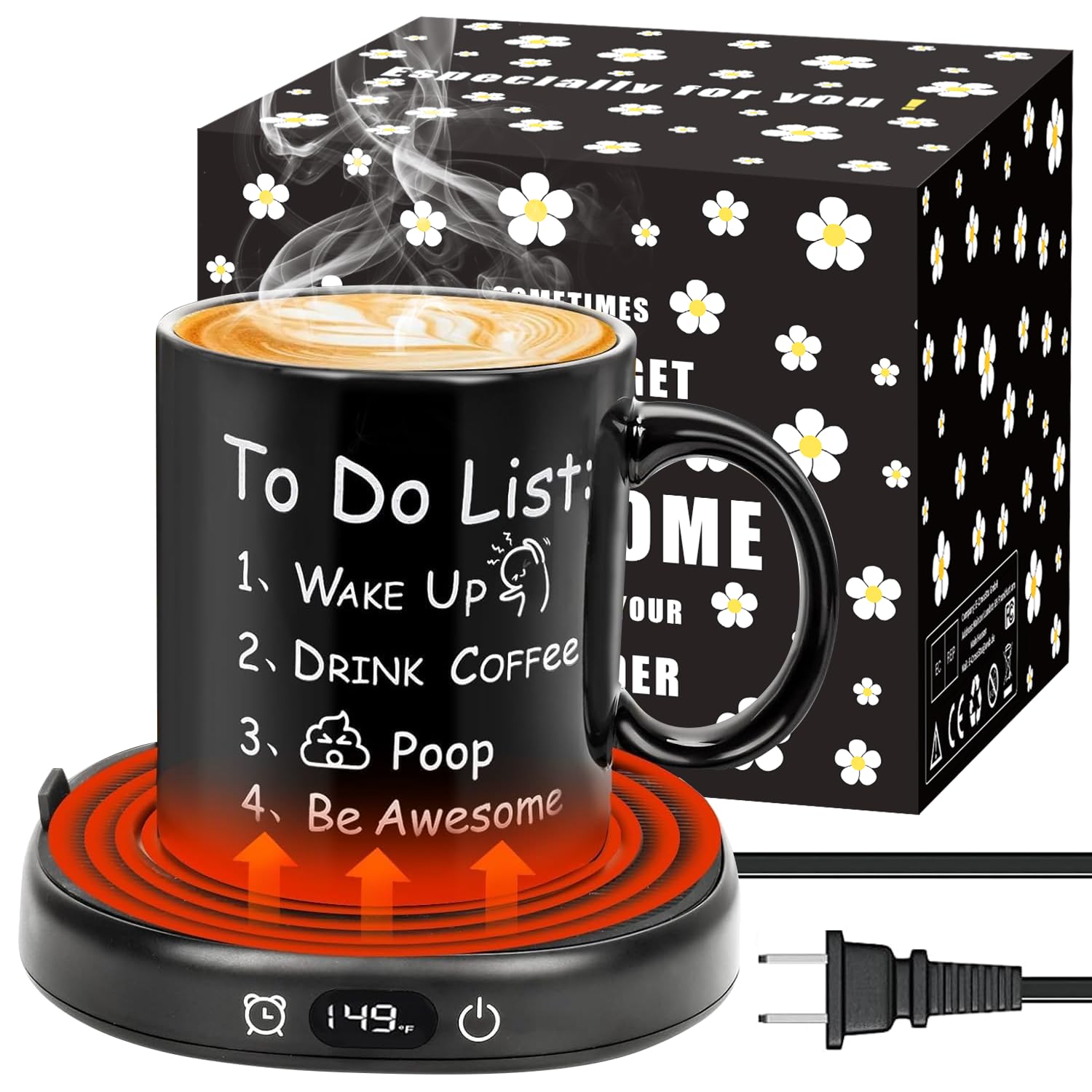 Funny Coffee Mug Warmer,Electric Coffee Warmer with 3Temp Settings, Beverage Warmer for Cocoa Milk Tea Candle, 8 Hours Auto Shu