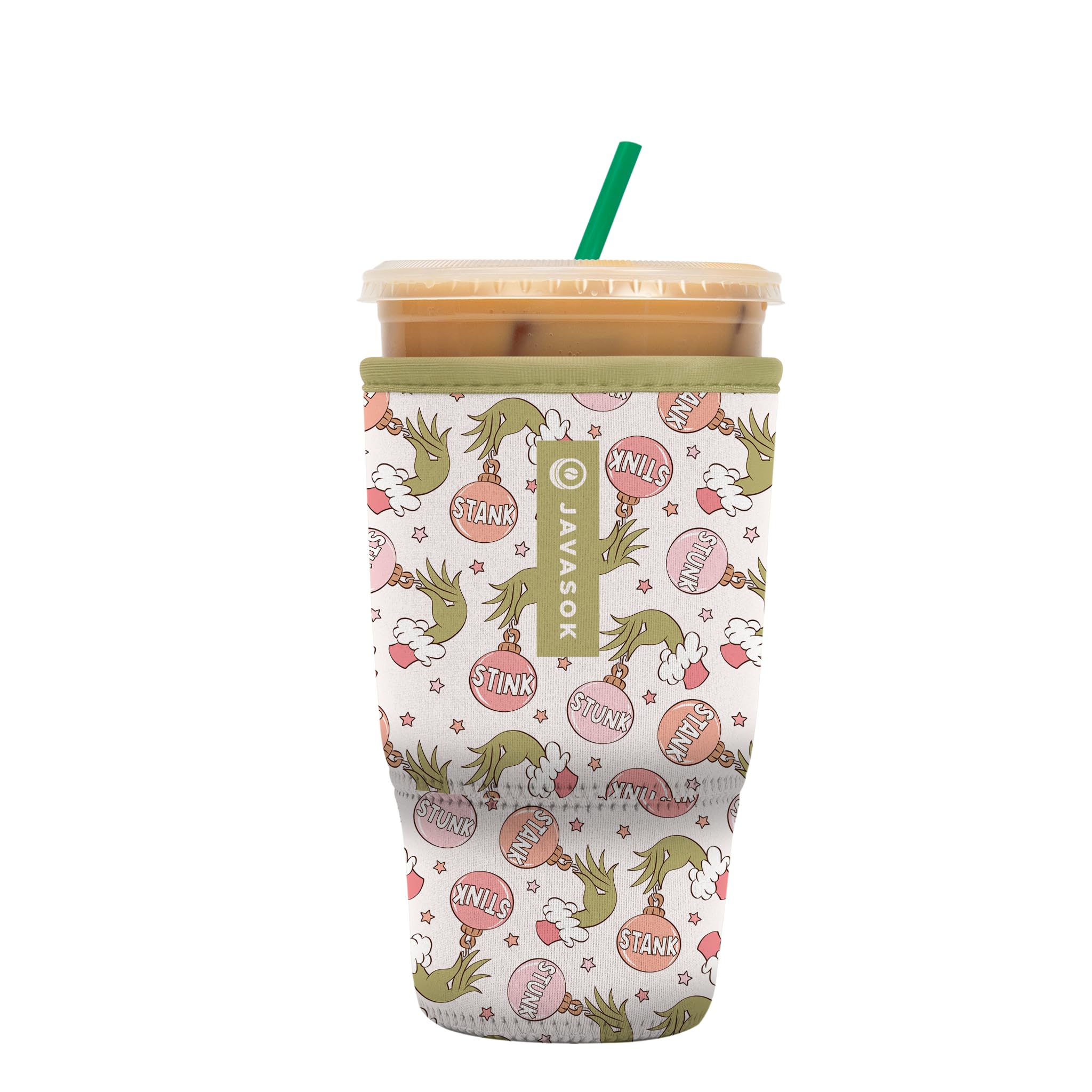 Sok It JavaSok Iced Coffee & Cold Soda Insulated Neoprene Cup Sleeve (Jingle Smells, Large: 30-32oz)