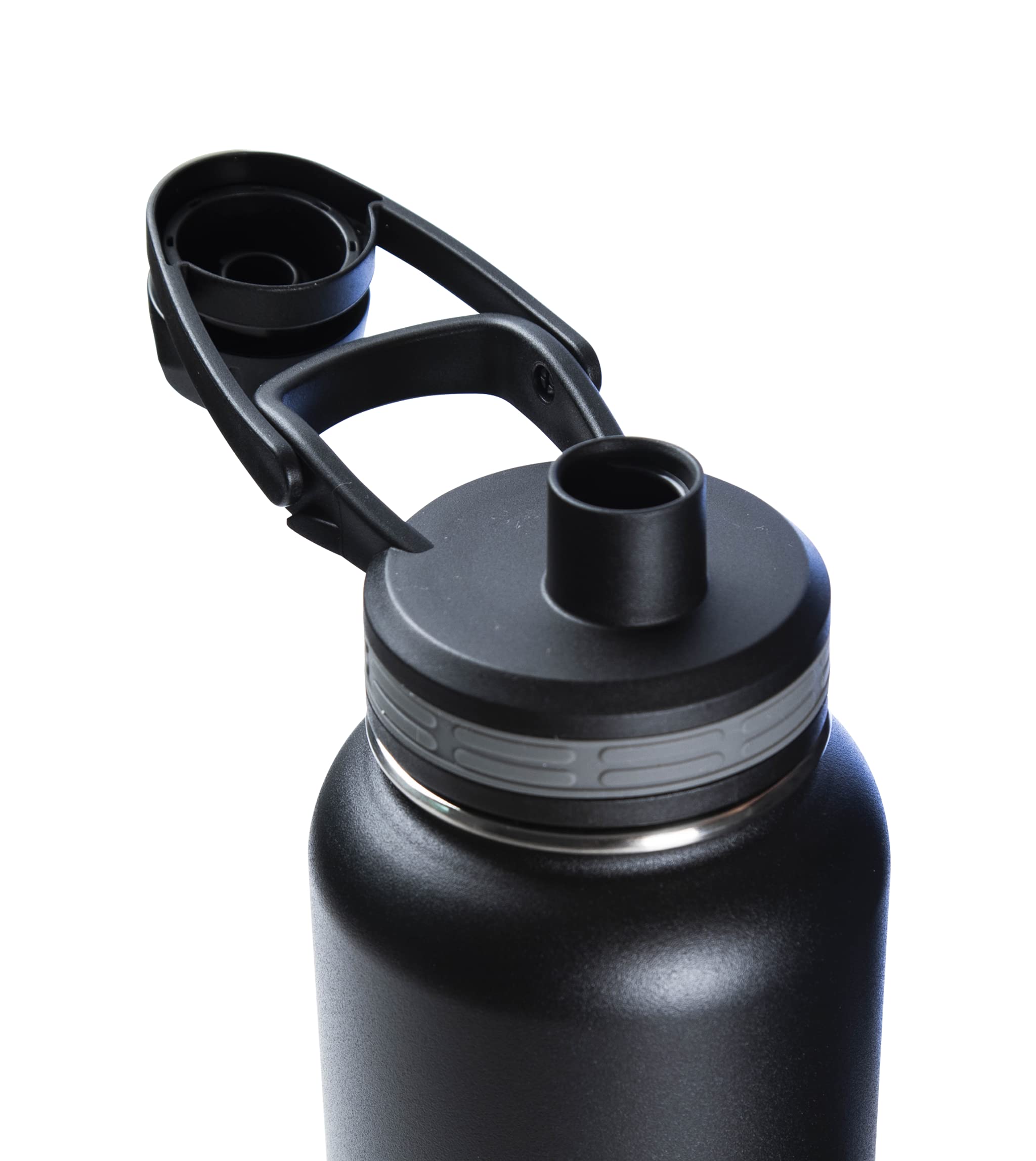 Thermoflask Double Stainless Steel Insulated Water Bottle with Two Lids  18 Ounce  Black