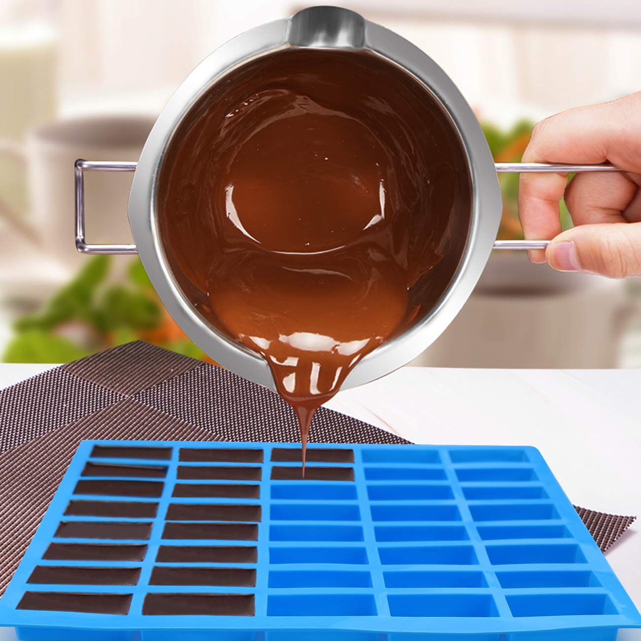 Mity Rain 40 Cavities Rectangle Silicone Mold - Caramel Candy Trays Molds For Chocolate Truffles, Ganache, Jelly, Praline, Ice C