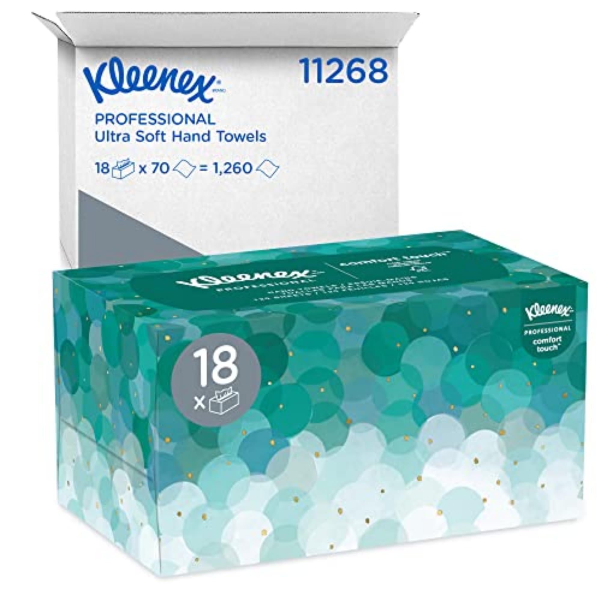 Kleenex Hand Towels (11268), Ultra Soft And Absorbent, Pop-Up Box, 18 Boxes / Case, 70 Paper Hand Towels / Box, 1,260 Sheets / C