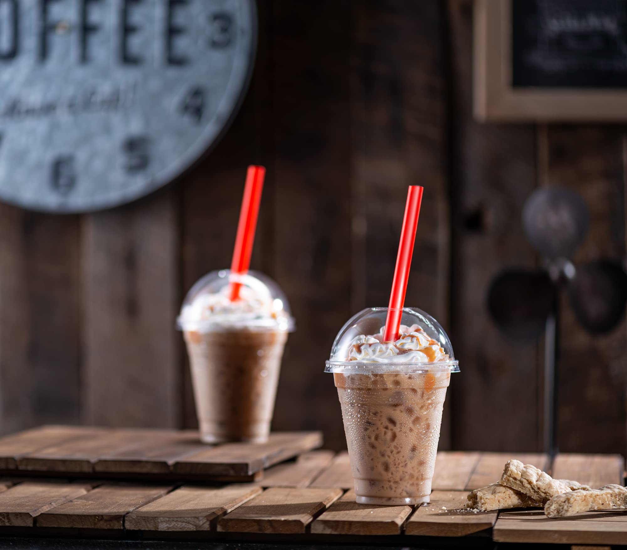 ELEGANT DISPOSABLES [40 Sets - 24 Oz] Crystal Clear PET Plastic Cups With Dome lids & Straws for Iced Coffee  Cold Drinks  Milkshake  Slush Cup  Smoothy's  Slurpee  Party's  Plastic Disposable Cups