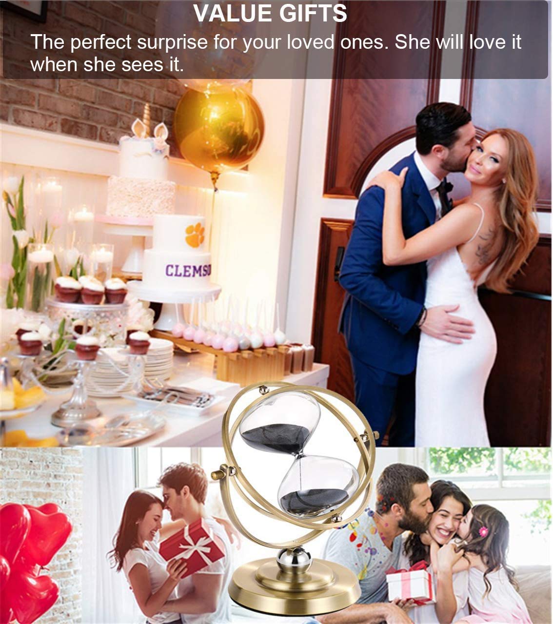 Suliao Hourglassr 60 Minute Sand Time,Large Antique Rotating Black Sand Clock,Metal Sand Watch 60 Min,Vintage Reloj De Arena,Bra