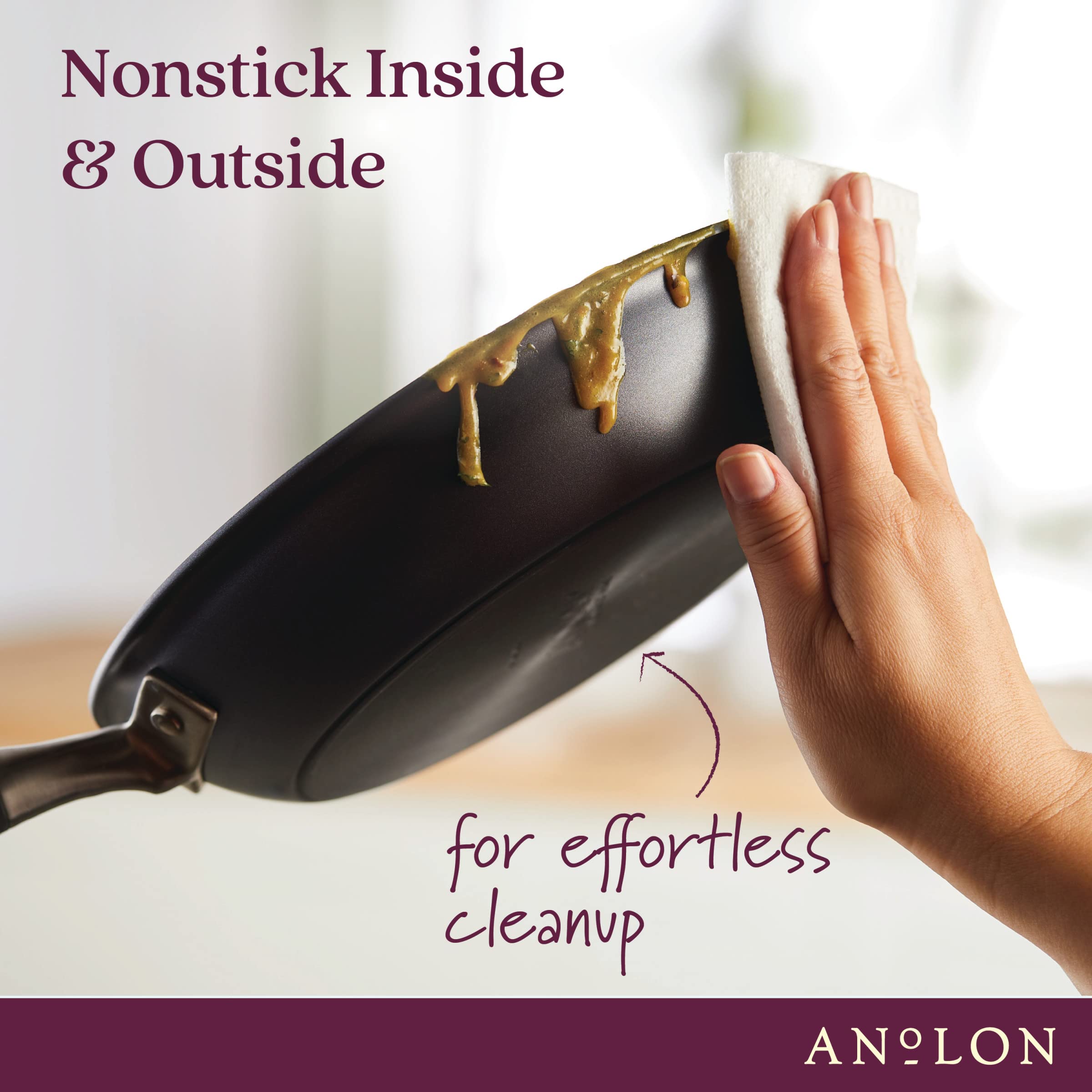 Anolon Advanced Home Hard Anodized Nonstick Frying Pan/Skillet With Helper Handle, 14.5 Inch, Moonstone