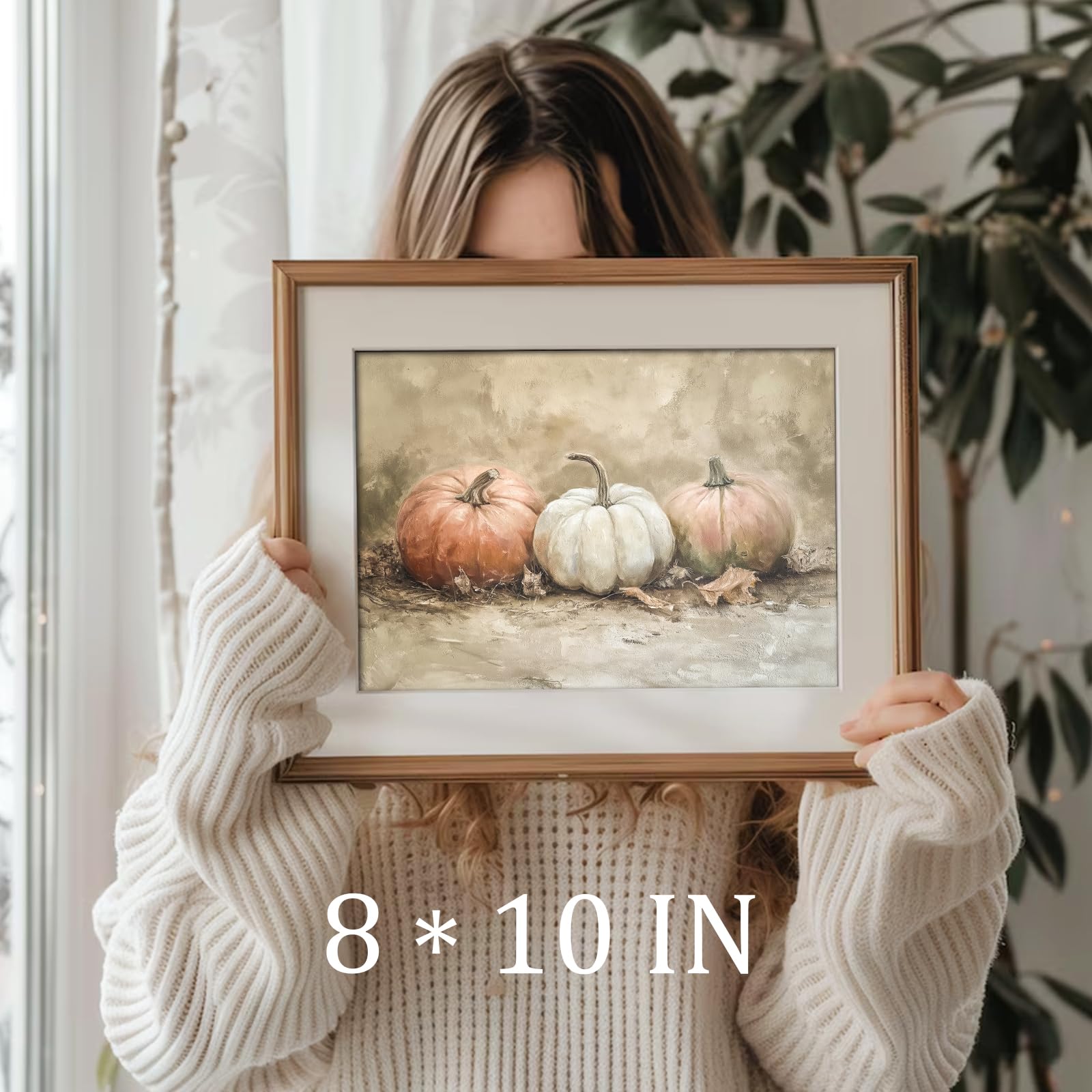 uniro Rustic Autumn Pumpkin Painting Wall Art, Pumpkin Still Life Painting, Rustic Fall Art,Vintage Autumn Wall Print,Halloween
