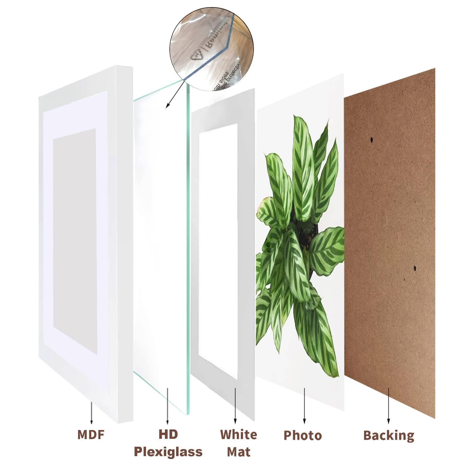 Seseat 11X14 Picture Frames White Display Pictures 8X10 With Mat Or 11X14 Prints Without Mat, Wall Mounting, 6Pcs